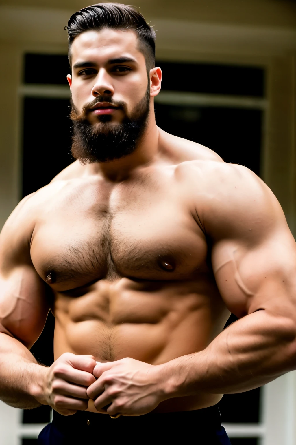 Attractive, Dashing, Charming, Striking, Alluring, Debonair, Suave, Dapper, Stylish, Good-looking, young man, 21-years old, Robust, Ripped, Sturdy, Brawny, Herculean, Athletic, Fit, Burly, Solid, Strong, scruffy beard