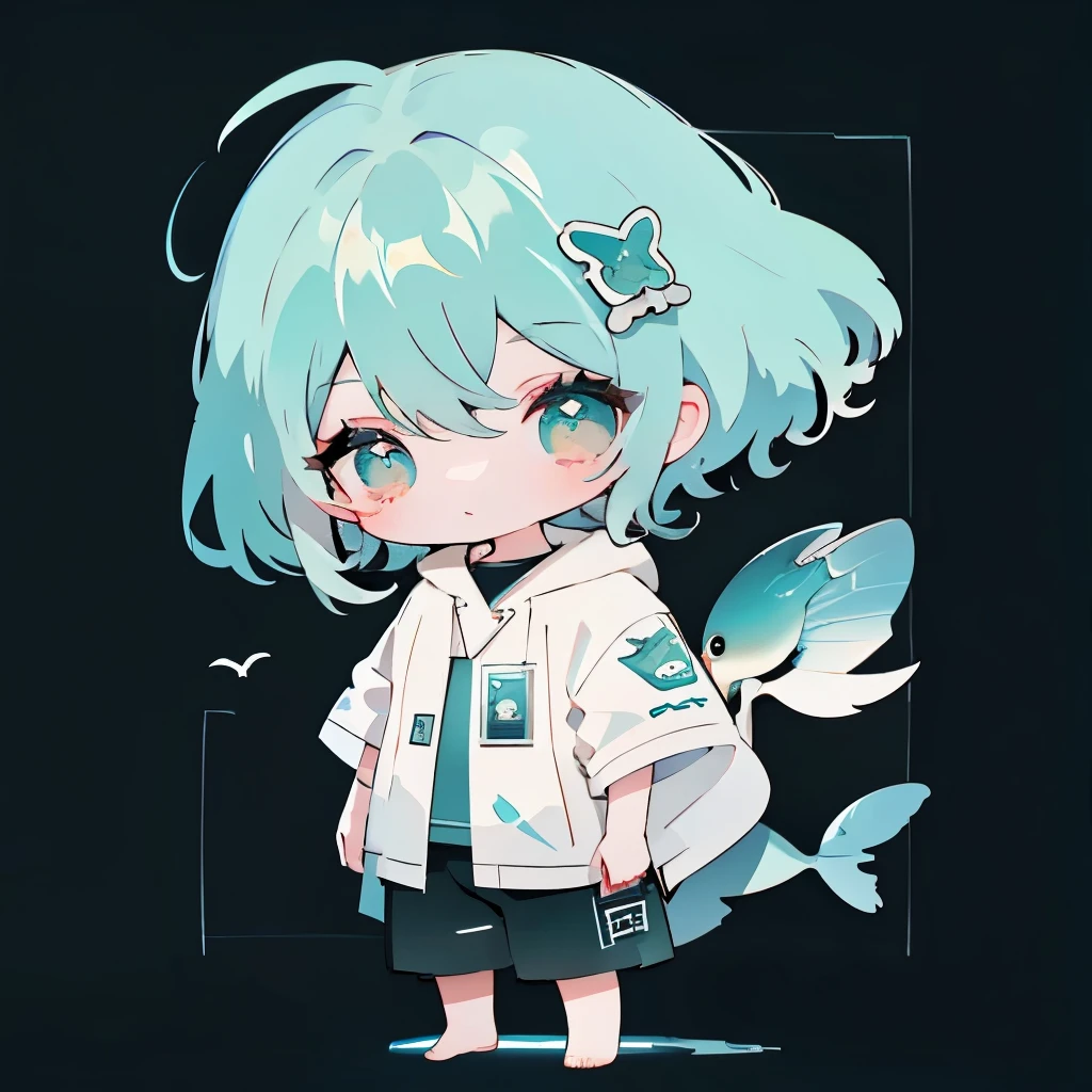 ⌚🐬🎨,Male ,Full body,Chibi,frontage、