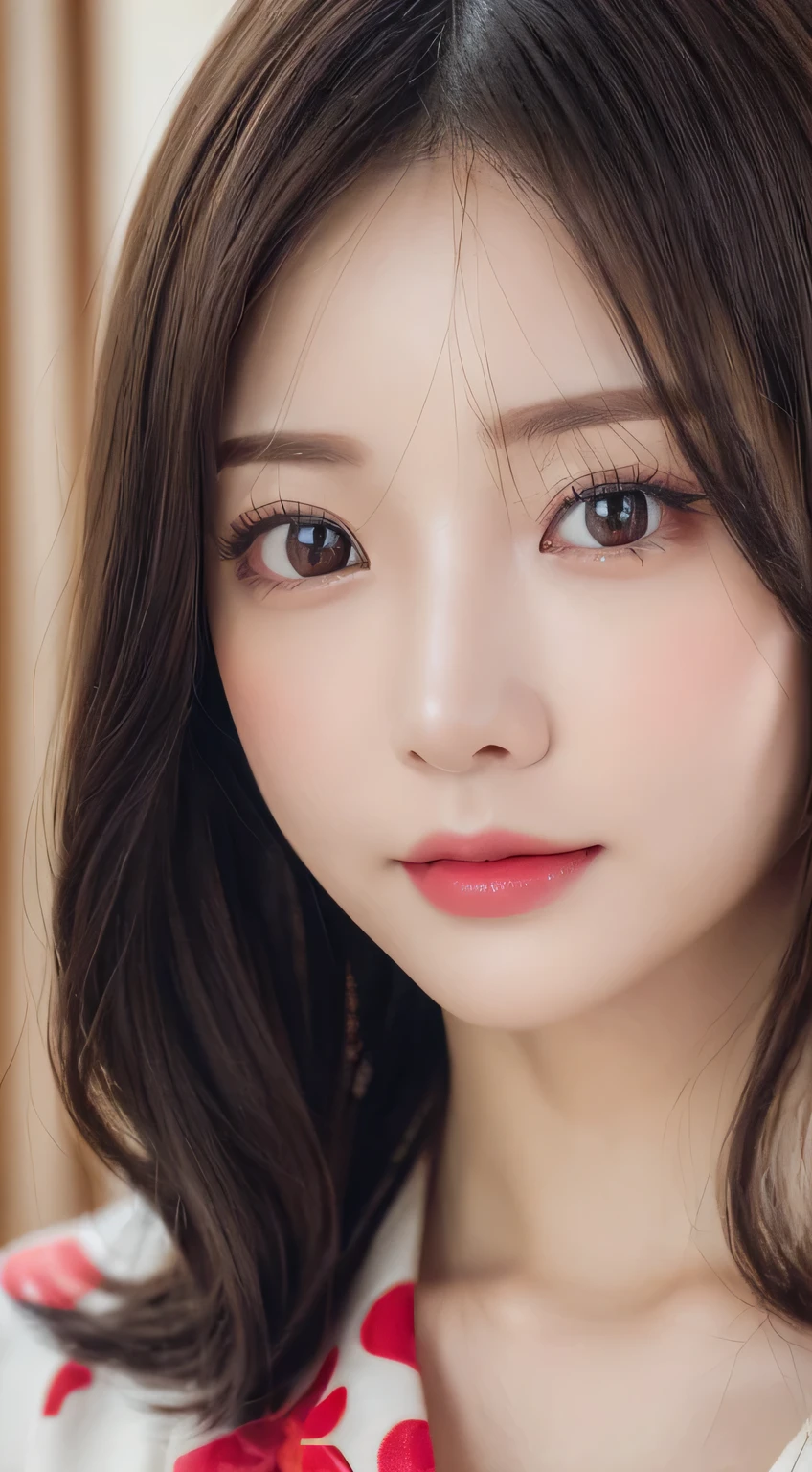 ((Kimono))、(age19、Lashes:0.5)、inside in room、(top-quality,masterpiece:1.3,超A high resolution,),(ultra-detailliert,Caustics),(Photorealsitic:1.4,RAW shooting,)Ultra-realistic capture,A highly detailed,high-definition16Kfor human skin、 Skin texture is natural、The skin looks healthy with an even tone、 Use natural light and color、(One Woman)、japanes,,kawaii,A dark-haired,Middle hair,(depth of fields、chromatic abberation、Wide range of lighting、Natural Shading)