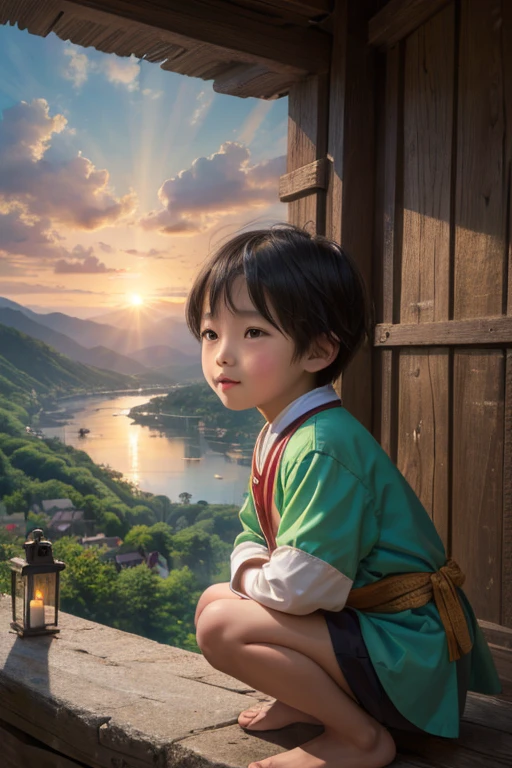 In a quaint village, a boy named Ming ventured into the fields daily. With wide eyes, he explored nature's wonders, befriending butterflies and chasing sunsets. Each day brought new discoveries, filling his heart with pure joy. In the simplicity of his world, Ming found the magic of an endless childhood.