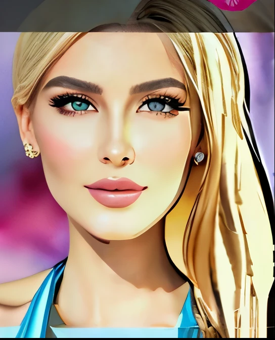 (best quality,ultra-detailed,realistic:1.37),beautiful Lebanese woman with blonde hair and a blue top,long-flowing blonde hair,golden strands, soft curls cascading down her back,delicate waves framing her face,,high prominent cheekbones, defined and elegant,adding depth and structure to her face,,prominent cheekbones, catching the light and sculpting her features to perfection,,narrow nose with a graceful curve leading to a slightly upturned tip, giving her an air of sophistication,,full succulent lips with a natural pink hue, perfectly shaped and irresistible,,grey eyes shining with a hint of mystery and depth, drawing you into their captivating gaze,,smooth and flawless complexion, exuding a glowing radiance,,her expressive eyes reflecting her inner confidence and intelligence,,subtle makeup, enhancing her natural beauty without overpowering it,,she wears a blue top that accentuates her stunning features and complements her complexion,,the top is made of delicate fabric, draping elegantly on her body,,subtle patterns on the fabric, adding an artistic touch to her outfit,,she stands in a graceful pose, emanating poise and grace,,the background is a lush garden with vibrant flowers and green foliage,,soft sunlight filters through the trees, casting a warm and ethereal glow on the scene,,the overall color palette is soft and romantic, with hues of blue, pink, and green,,the lighting highlights the woman's features, creating a play of light and shadow that adds depth and dimension to the image.