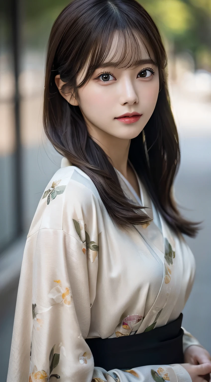 (Kimono）、(33yo、no-makeup)、、(top-quality,​masterpiece:1.3,超A high resolution,),(ultra-detailliert,Caustics),(Photorealsitic:1.4,RAW shooting,)Ultra-realistic capture,A highly detailed,high-definition16Kfor human skin、 Skin texture is natural、、The skin looks healthy with an even tone、 Use natural light and color、(One Woman)、japanes,,kawaii,A dark-haired,Middle hair,(depth of fields、chromatic abberation、、Wide range of lighting、Natural Shading、)、