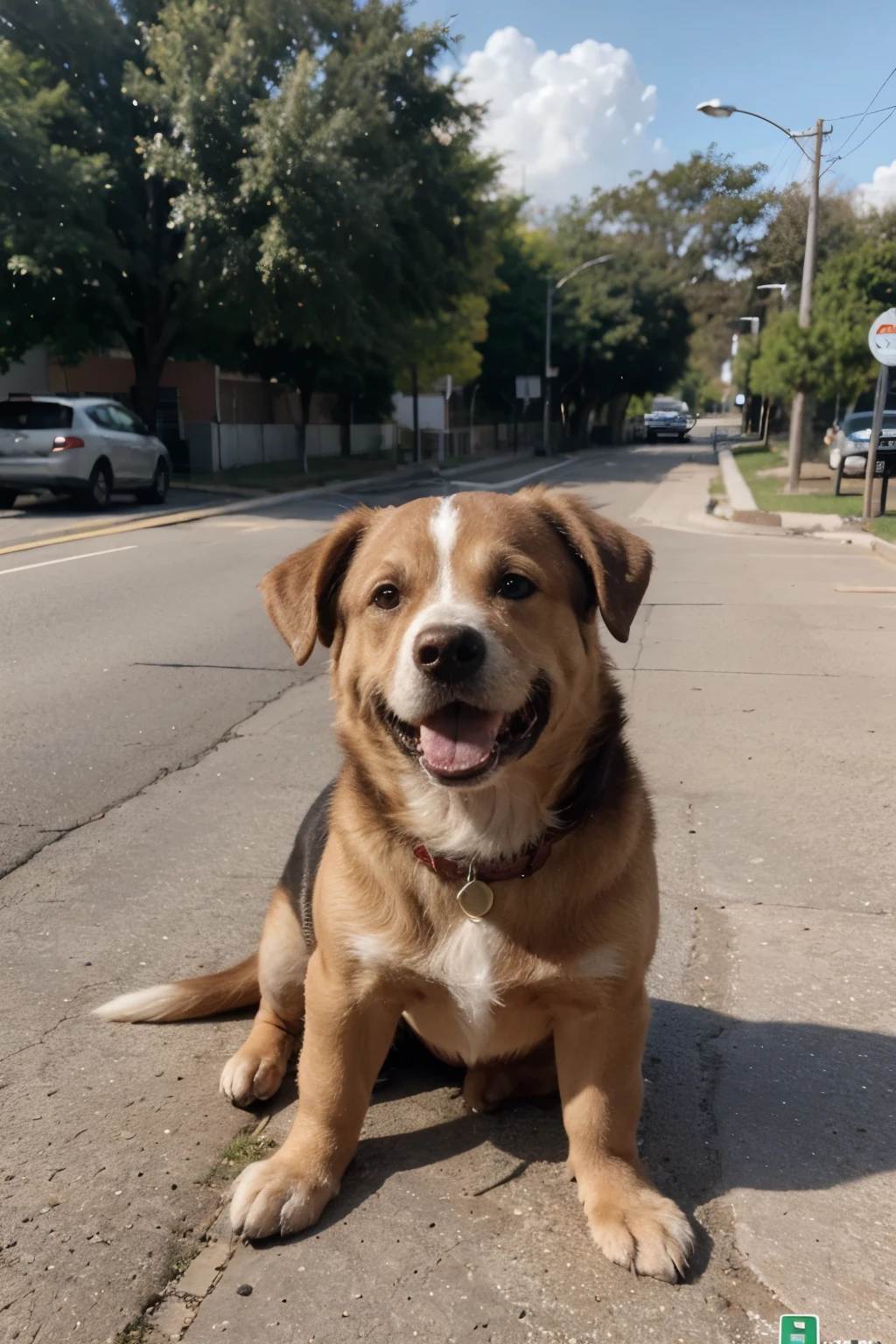 Cachorro  Golden  segurando uma placa escrito feliz 2024