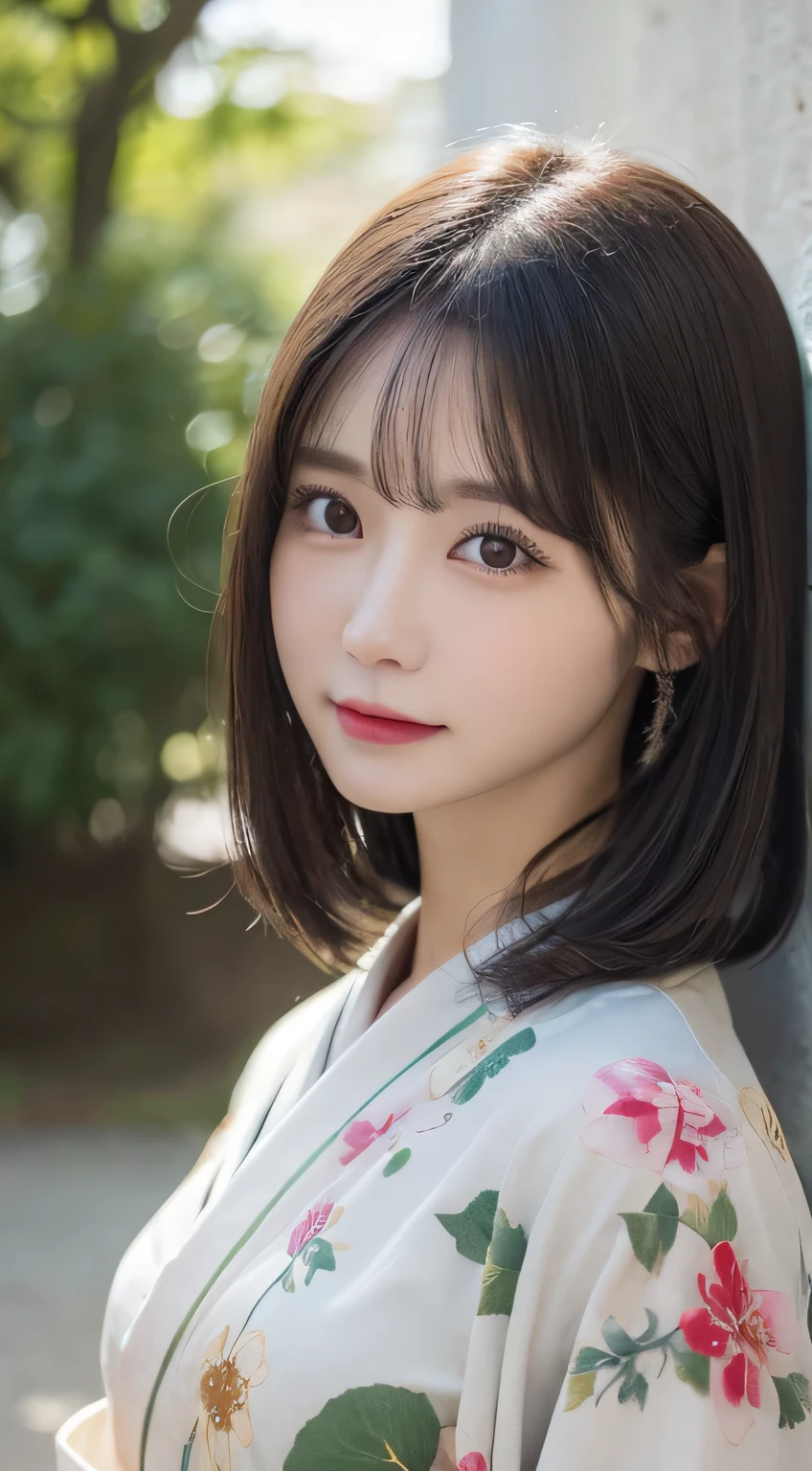(Kimono,age19)、(top-quality,masterpiece:1.3,超A high resolution,),(ultra-detailliert,Caustics),(Photorealsitic:1.4,RAW shooting),Ultra-realistic capture,A highly detailed,high-definition16Kfor human skin、 Skin texture is natural、The skin looks healthy with an even tone、 Use natural light and color、 Anatomically correct、One Woman,japanes,,kawaii,A dark-haired,Middle hair,(depth of fields、chromatic abberation、Wide range of lighting、Natural Shading)