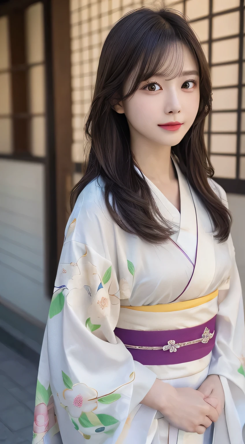 (Wear the kimono correctly,age19,no-makeup)、(top-quality,masterpiece:1.3,超A high resolution,),(ultra-detailliert,Caustics),(Photorealsitic:1.4,RAW shooting),Ultra-realistic capture,A highly detailed,high-definition16Kfor human skin、 Skin texture is natural、The skin looks healthy with an even tone、 Use natural light and color、 Anatomically correct、One Woman,japanes,,kawaii,A dark-haired,Middle hair,(depth of fields、chromatic abberation、Wide range of lighting、Natural Shading)