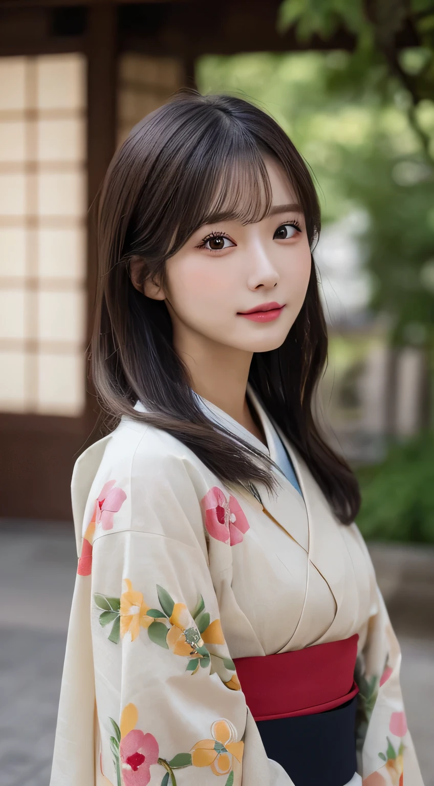 (Wear the kimono correctly,age19,no-makeup)、(top-quality,masterpiece:1.3,超A high resolution,),(ultra-detailliert,Caustics),(Photorealsitic:1.4,RAW shooting),Ultra-realistic capture,A highly detailed,high-definition16Kfor human skin、 Skin texture is natural、The skin looks healthy with an even tone、 Use natural light and color、 Anatomically correct、One Woman,japanes,,kawaii,A dark-haired,Middle hair,(depth of fields、chromatic abberation、Wide range of lighting、Natural Shading)