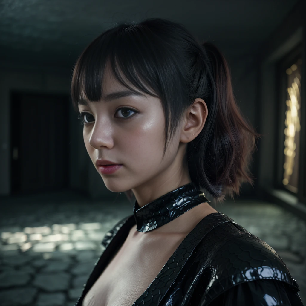 a cute korean large-eyed girl,
slender and small face,
very glossy skin,
slight smile,
bangs twin tail,
bottom view,
Perfect Anatomy,
fairytale manga style,
croquis,
creepy atmosphere rough texture,
blight shades,
vintage watercolor,
rotten paint,
octane rendering,
3D rendering,
nightmarish visuals,
dragon,
volumetric lighting,
night time,
dragon scales,
surrealistic and fantastic dreamy landscapes,
provocative pose,
dynamic pose,
beautiful legs,
sfumato,
surrealism,
cinematic,
masterpiece,
combines fantasy and reality,
fairytale elements,
smooth,
Strong and contrasting colors,
vivid colors,
rich colors,
combination of various colors and shades,
highly details,
best Quality,
Tyndall effect,
good composition,
free composition,
spatial effects,
lively and deep art,
warm soft light,
three-dimensional lighting,
volume lighting,
back lighting hair,
Film light,
dynamic lighting