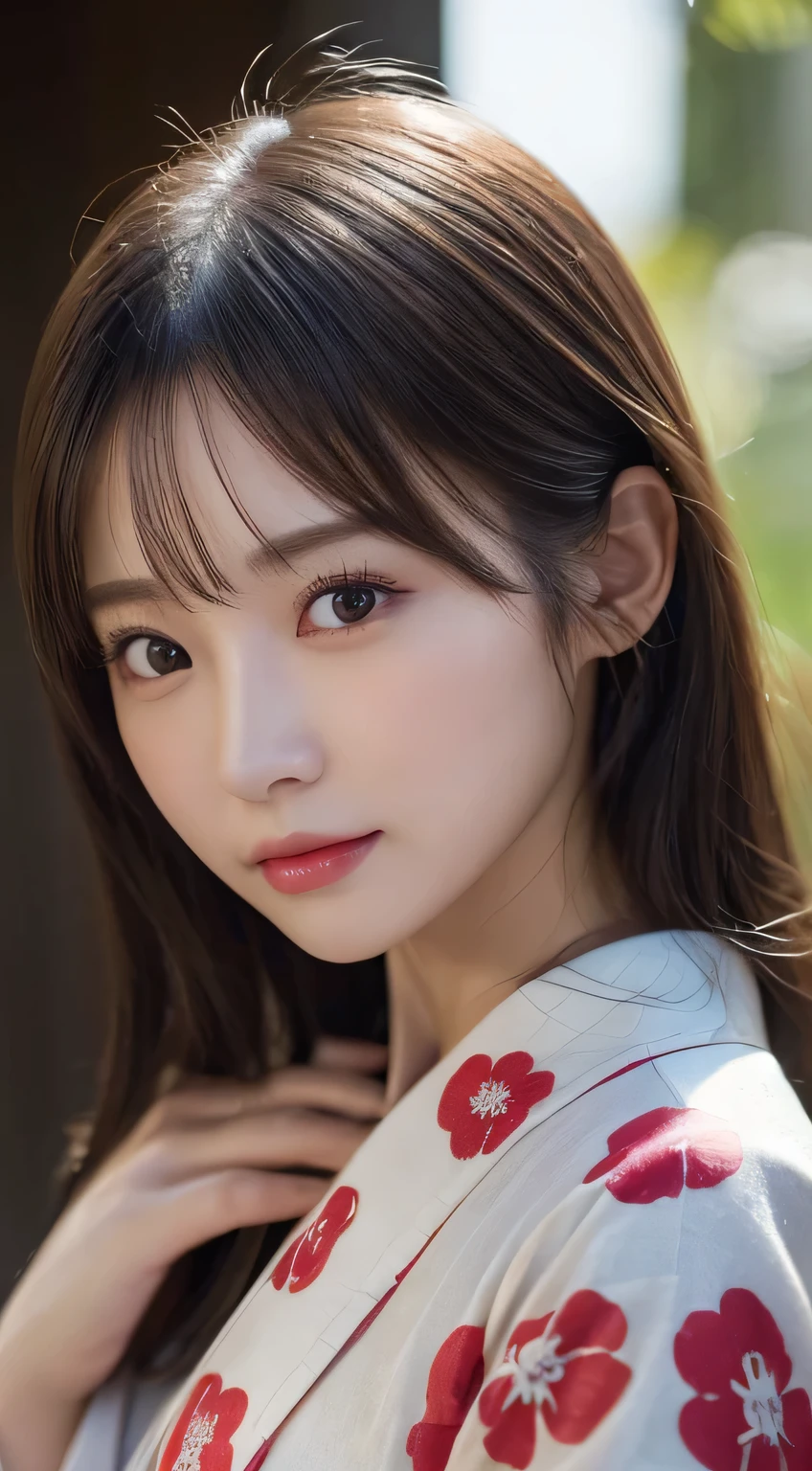 (Wear the kimono correctly,age19,no-makeup)、(top-quality,masterpiece:1.3,超A high resolution,),(ultra-detailliert,Caustics),(Photorealsitic:1.4,RAW shooting),Ultra-realistic capture,A highly detailed,high-definition16Kfor human skin、 Skin texture is natural、The skin looks healthy with an even tone、 Use natural light and color、 Anatomically correct、One Woman,japanes,,kawaii,A dark-haired,Middle hair,(depth of fields、chromatic abberation、Wide range of lighting、Natural Shading)