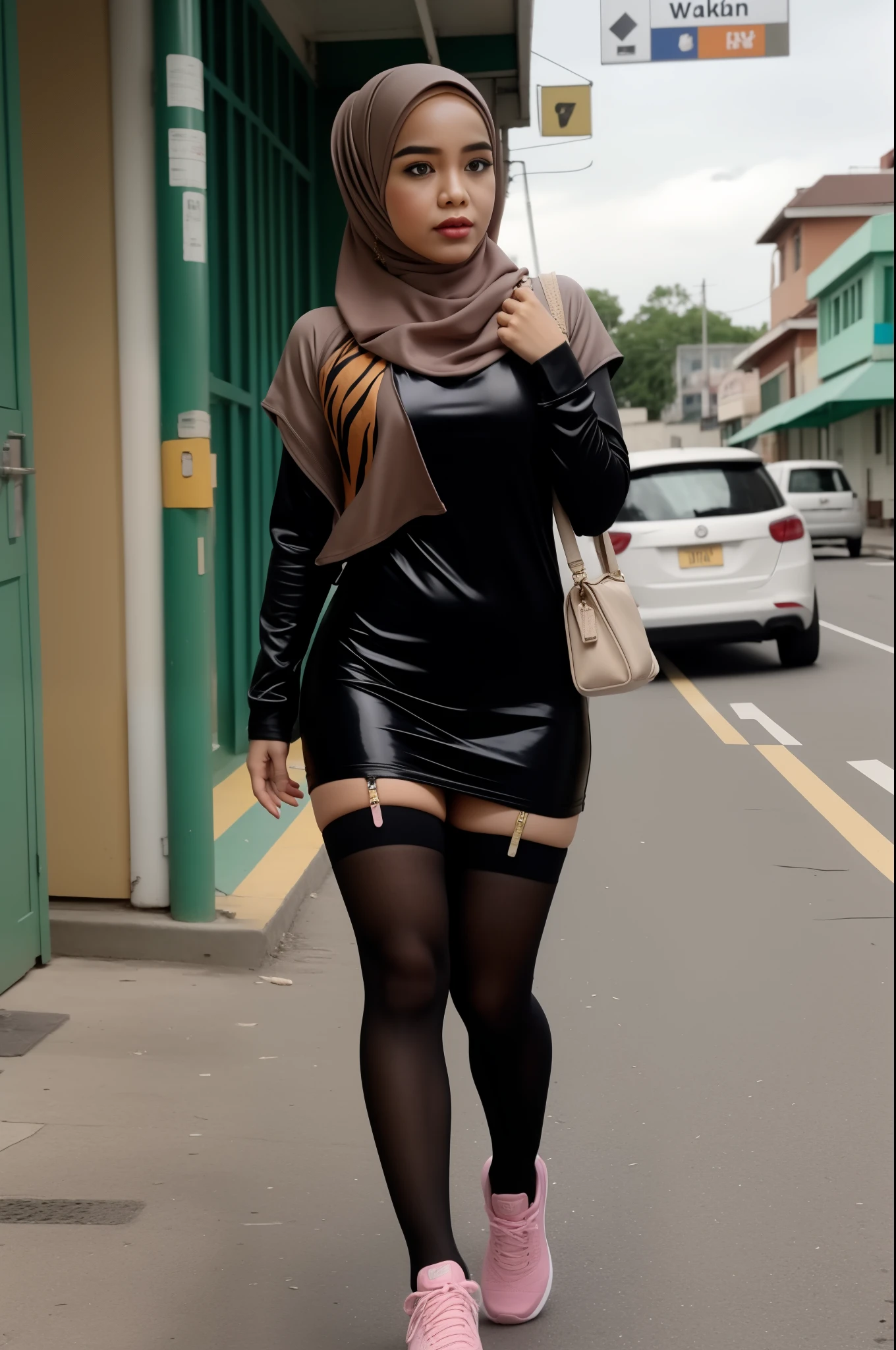 ((HIJAB MALAY GIRL)), (PROSTITUTION CENTER ). HUGE BREAS, NIPPLES, SNEAKERS NIKE, NET STOCKINGS, ((WALKING WITH TIGER)), WALKING WITH TIGER.