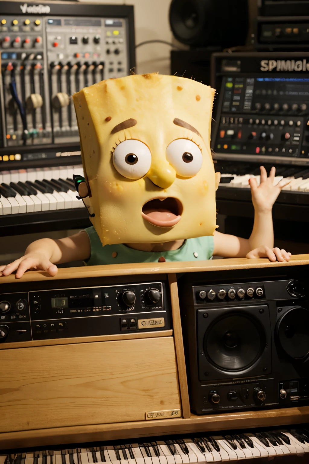 Spongbob in yame music studio