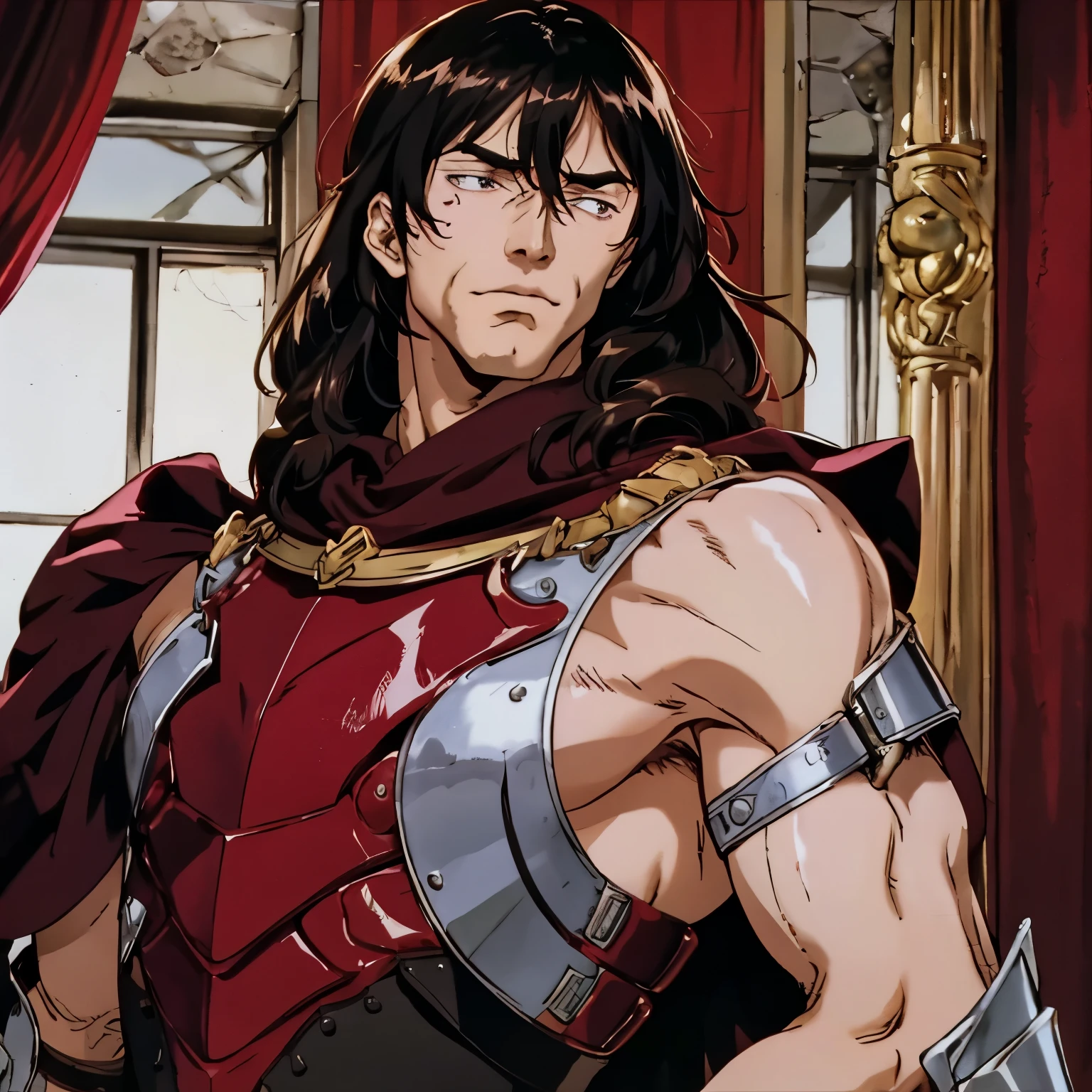 A man in luxurious ruby ​​armor