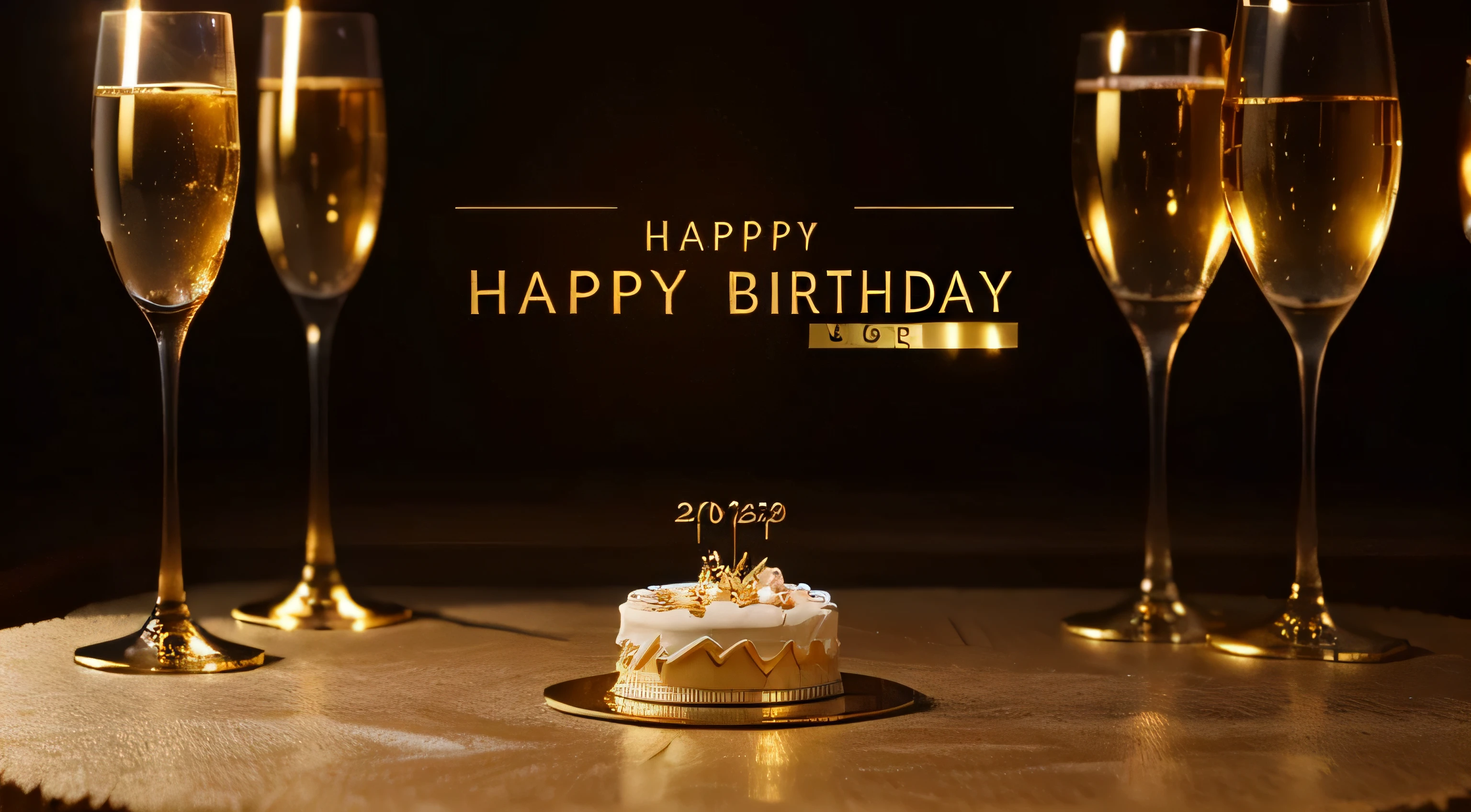 HAPPY BIRTHDAY 2024 in a gold luxury way, with holliday background