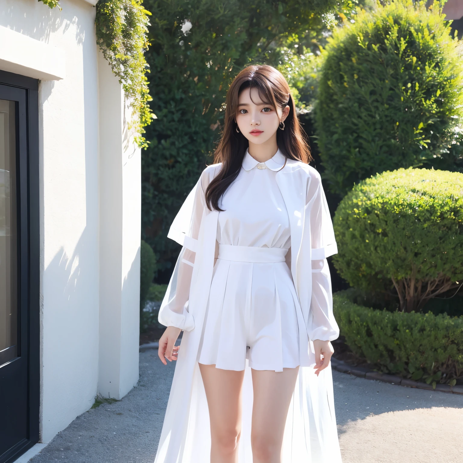 girl in white transparent jk clothes