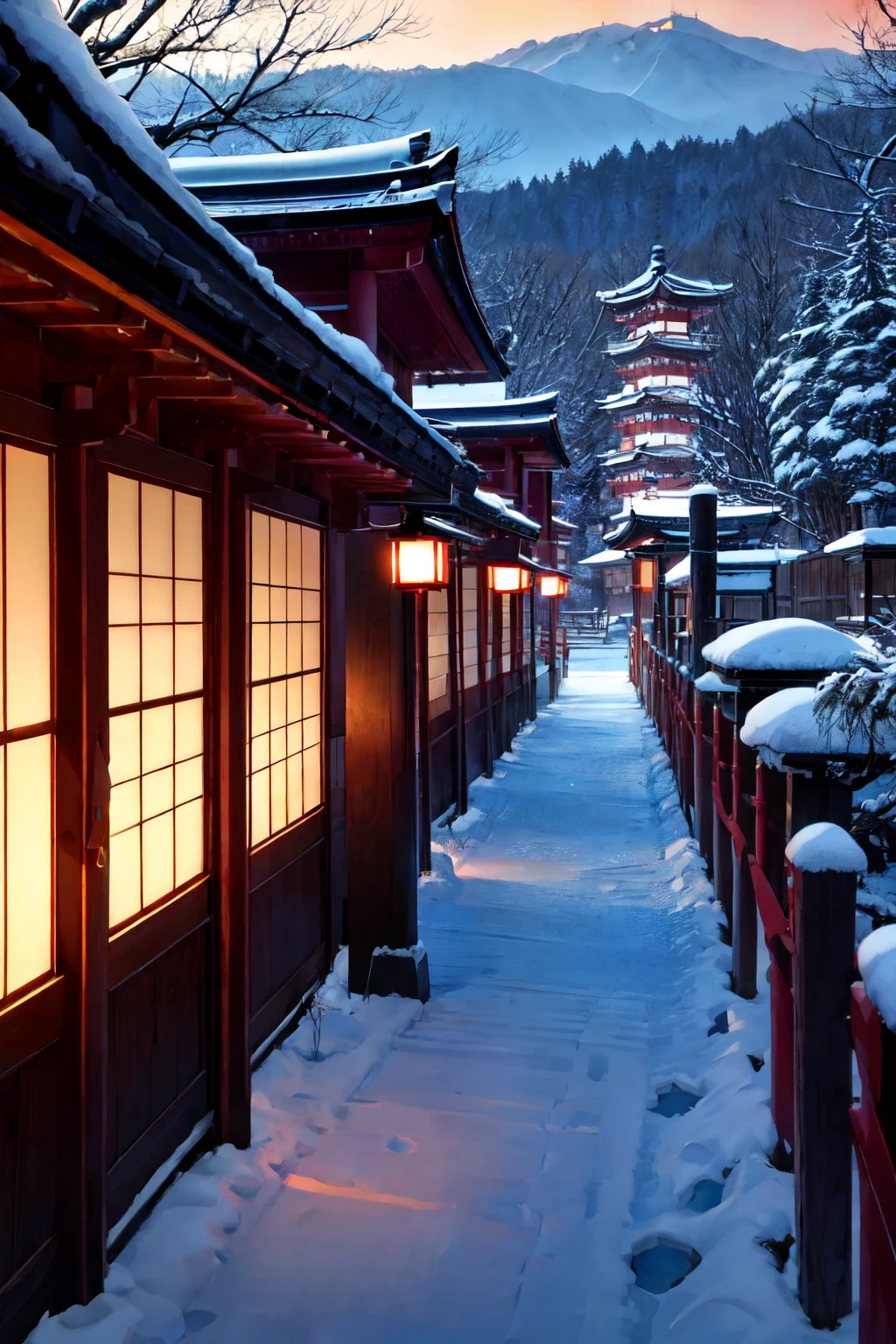 top-quality、lighting like a movie、new year、Sunrise、shrines、Japanese shrine maiden、ssmile、
