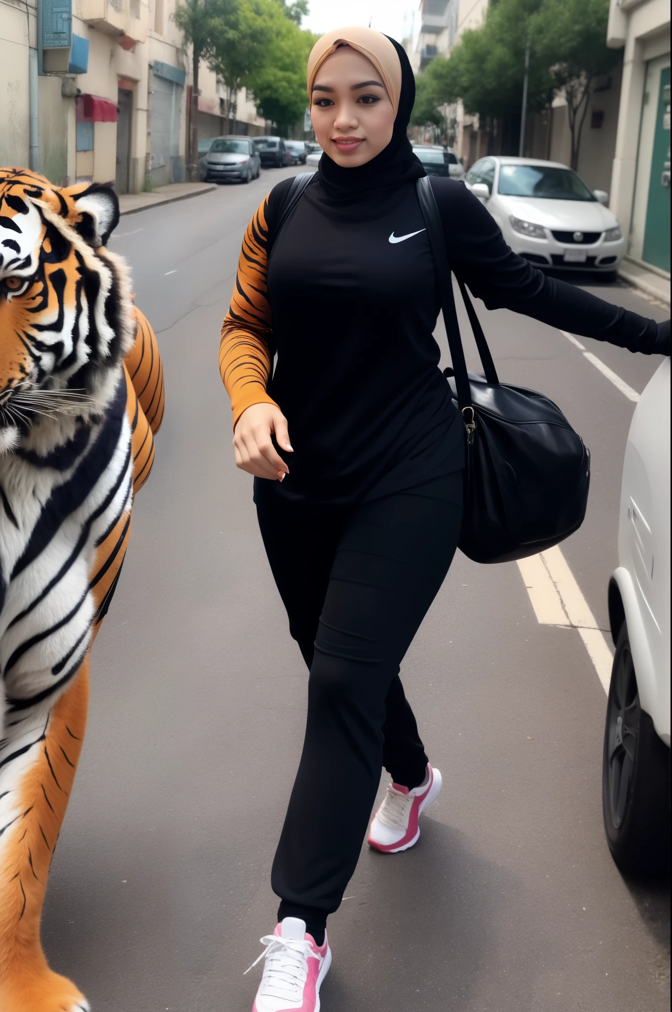 ((HIJAB MALAY GIRL)), (PROSTITUTION CENTER ). HUGE BREAS, NIPPLES, SNEAKERS NIKE, NET STOCKINGS, ((WALKING WITH THE TIGER)).
