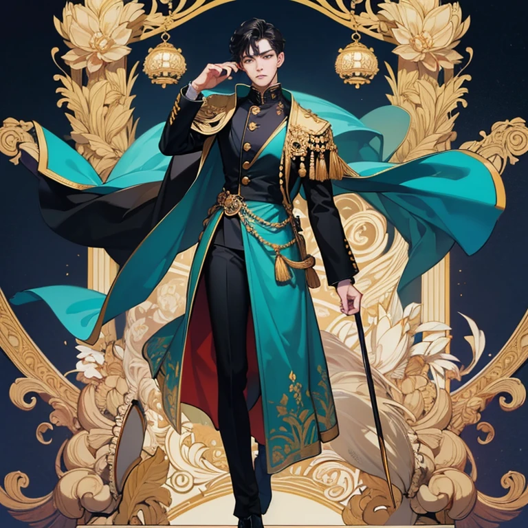 (masterpiece,High quality,Top quality,super detail, best quality ,)hair detail ,skin details,body details,facial details,full body view,1 man,handsome,Tall body,emo,