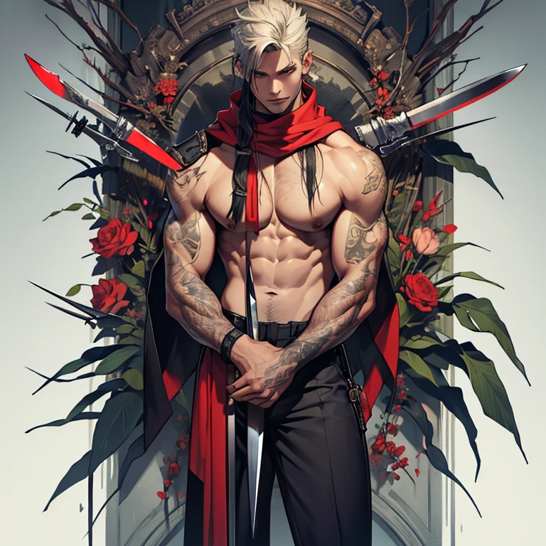 (masterpiece,High quality,Top quality,super detail, best quality ,)hair detail ,skin details,body details,facial details,full body view,1 man,killer,knife,handsome,tall,cover face