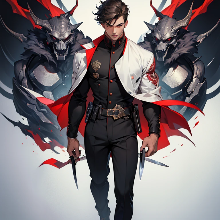 (masterpiece,High quality,Top quality,super detail, best quality ,)hair detail ,skin details,body details,facial details,full body view,1 man,killer,knife,handsome,tall,cover face