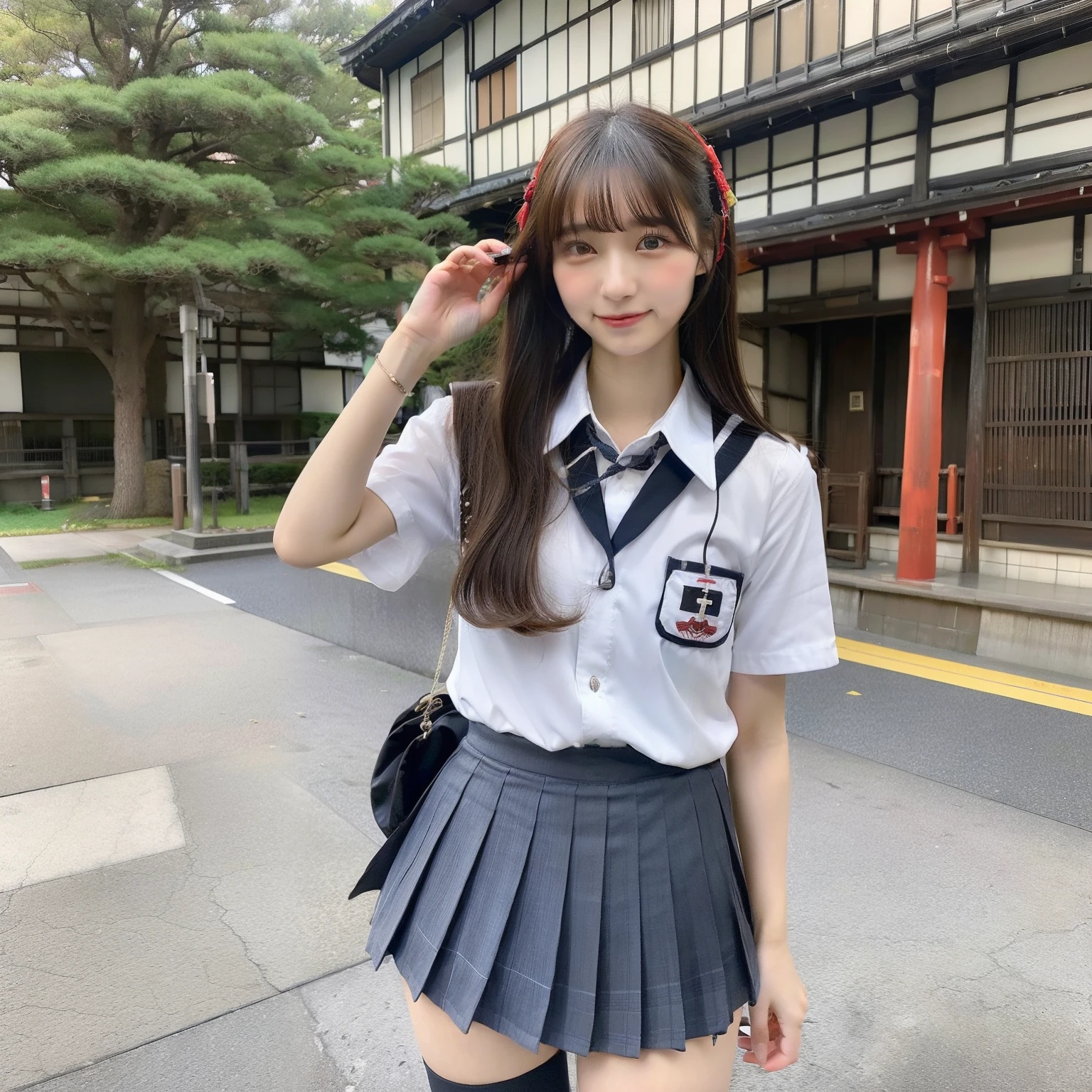 ((Japan High School Girl:1.2),(18year old:0.9),(a miniskirt:1.1),校服)