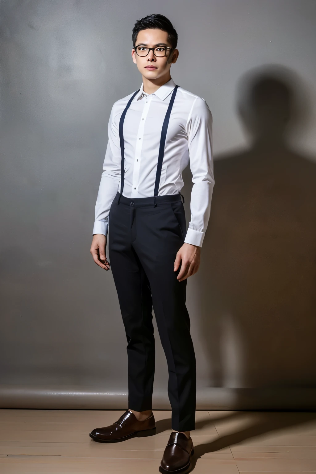 ((best quality)), ((masterpiece)), (detailed), perfect face, detailed skin, fleck, a full body photo of 29 years old man from Indonesia, dressed with engineer costume, background cro...