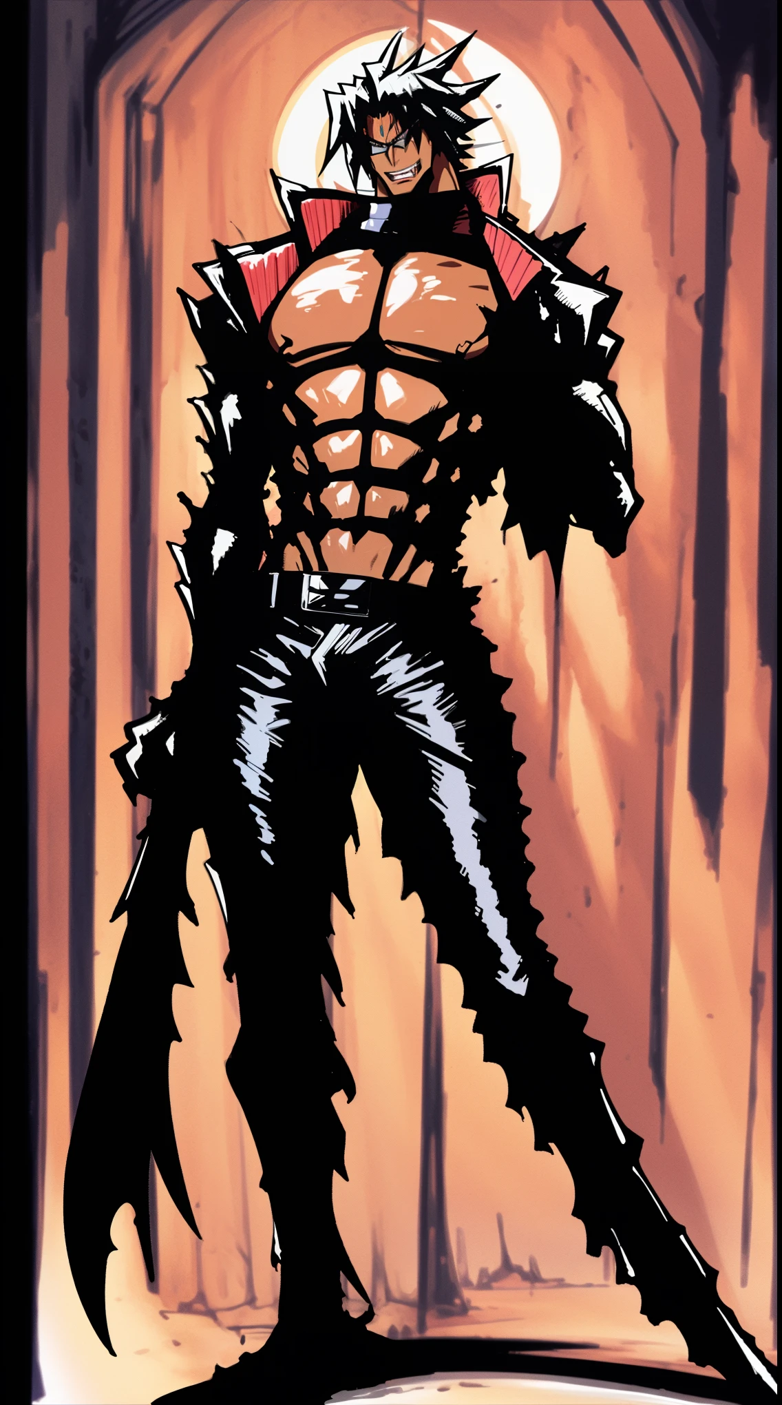 masterpiece, adam blade76, black jacked, long jacked, glasses, pants, belt, muscle, open mouth, smile, desert, sun, tower, full body, feet,refsheet, UHD, retina, masterpiece, ccurate, anatomically correct, textured skin, super detail, high details, high quality, award winning, best quality, highres, pullover