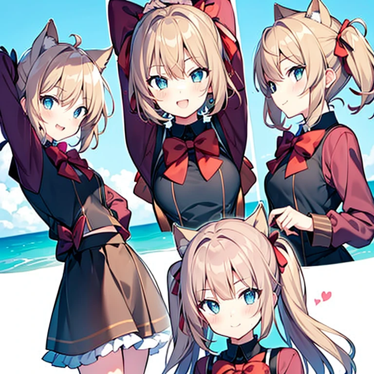the bow teens girl Longhaire kawaii faces