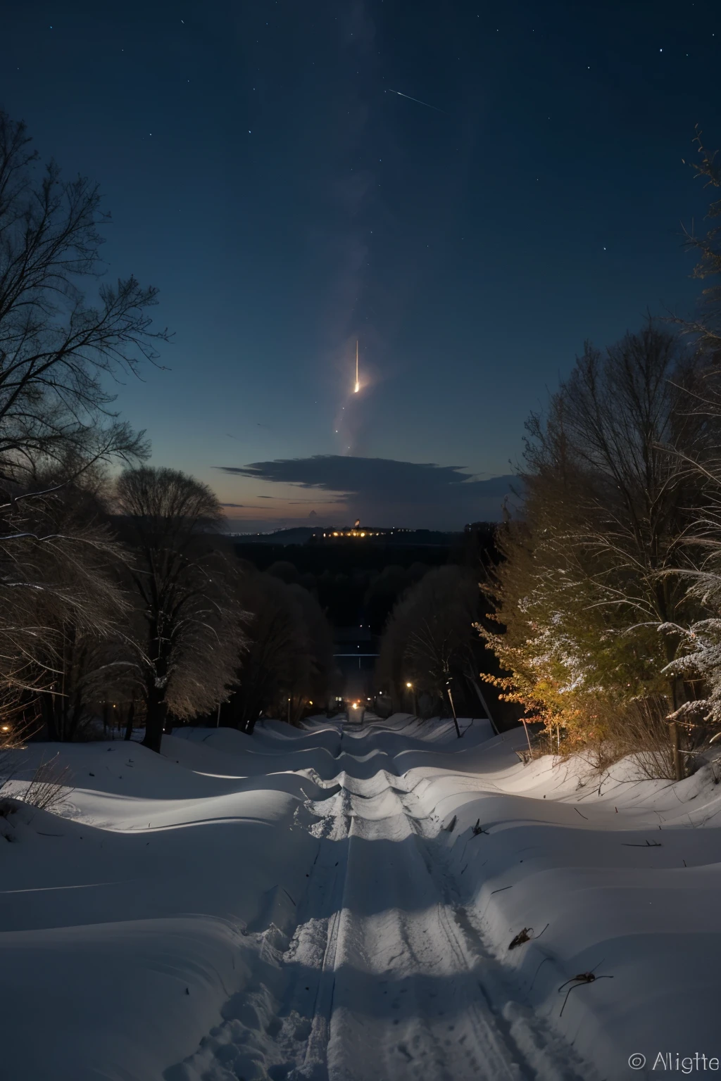 Kalte Nacht auf einer abgebrannten Wiese