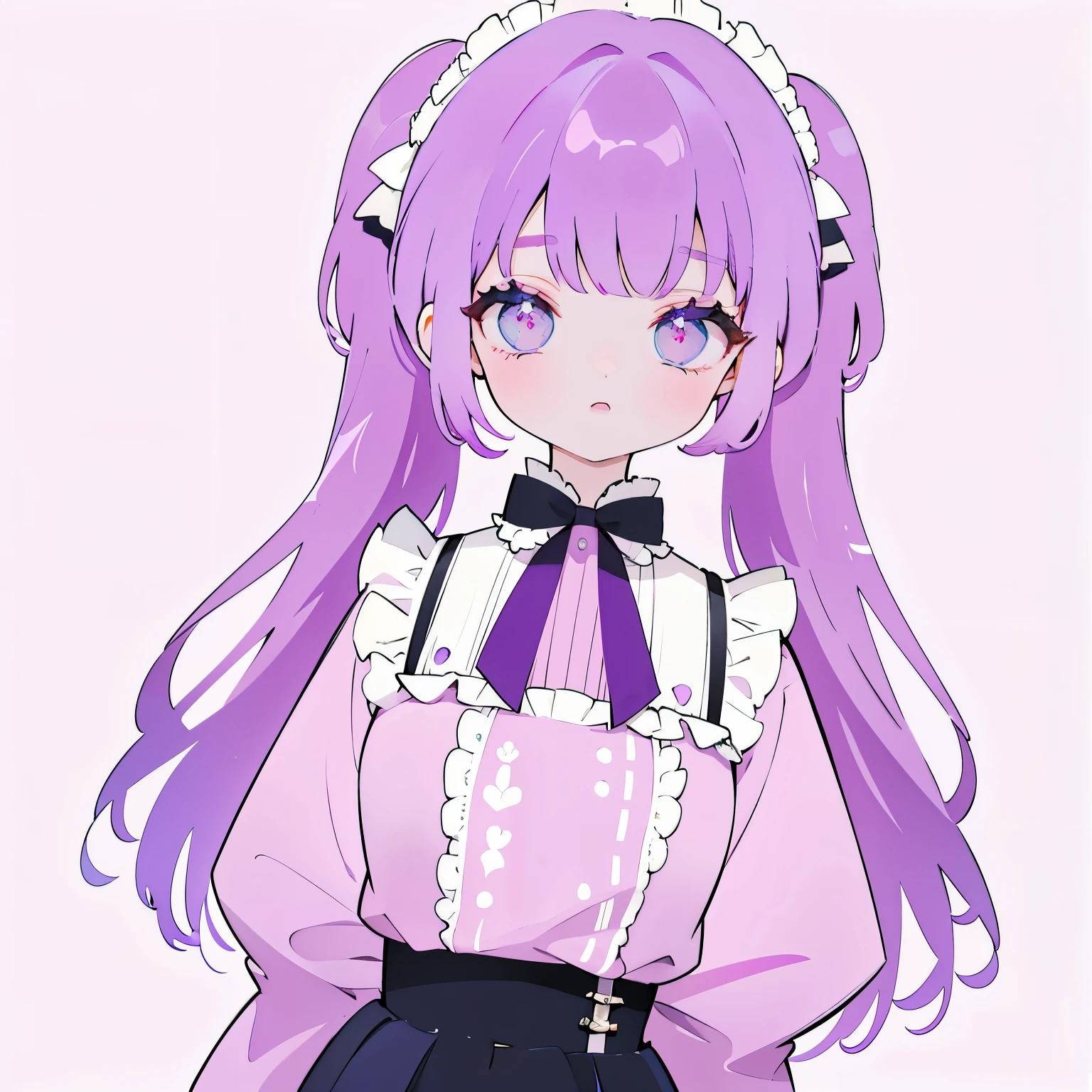 purple hair, pink clothes, Simple background, Upper torso, ta