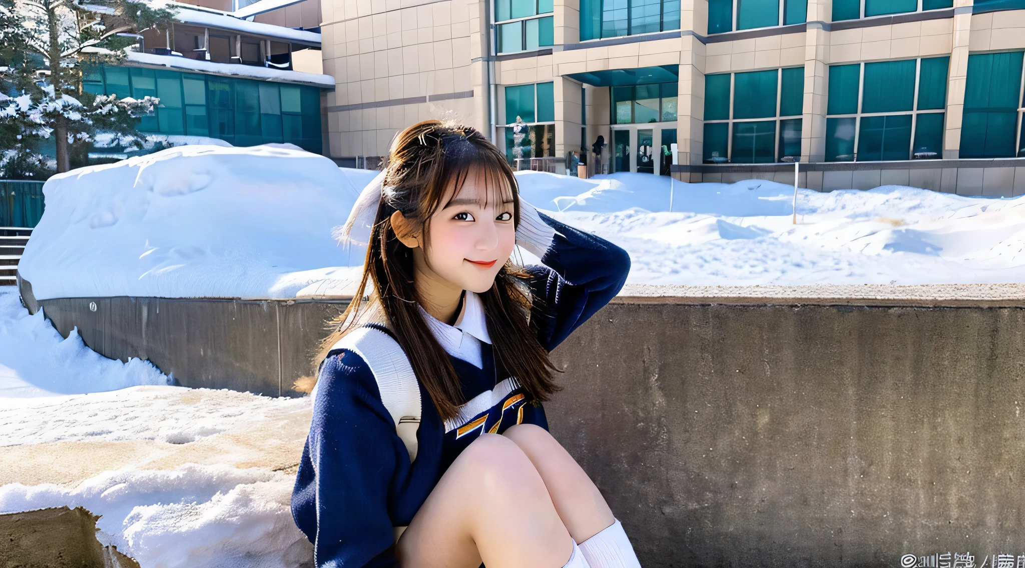 18 year old cute miniskirt high school girl、Winter School
