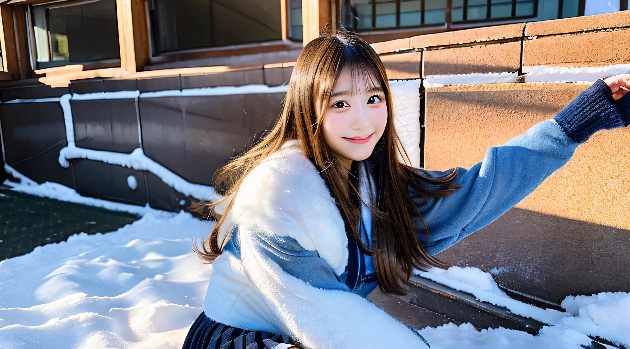 18 year old cute miniskirt high school girl、Winter School