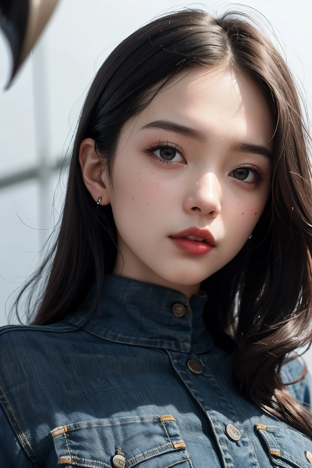 ((best quality)), ((masterpiece)), (ultra details),
1girl, cute face, k-pop idle New Jeans, IVE, red lip, sad face, looking at me, looking at viewer,
water drops dripping, rainy, getting hit by the rain
close-up, ultra close up, (head shot:1.2), head shot, shot from below, at very close range, from point-blank range, face shot, breast shot,
((background black))