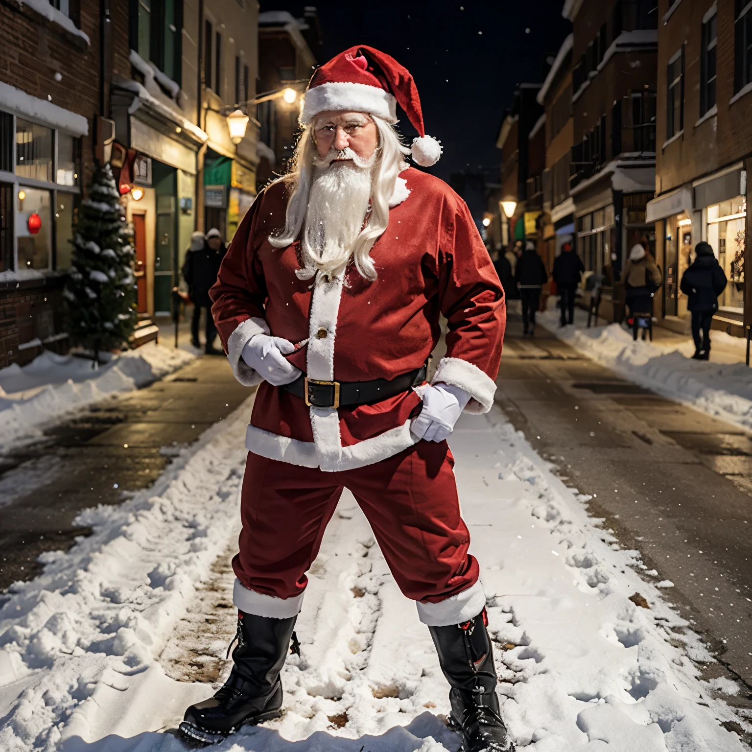 Santa Claus, snowfall, street