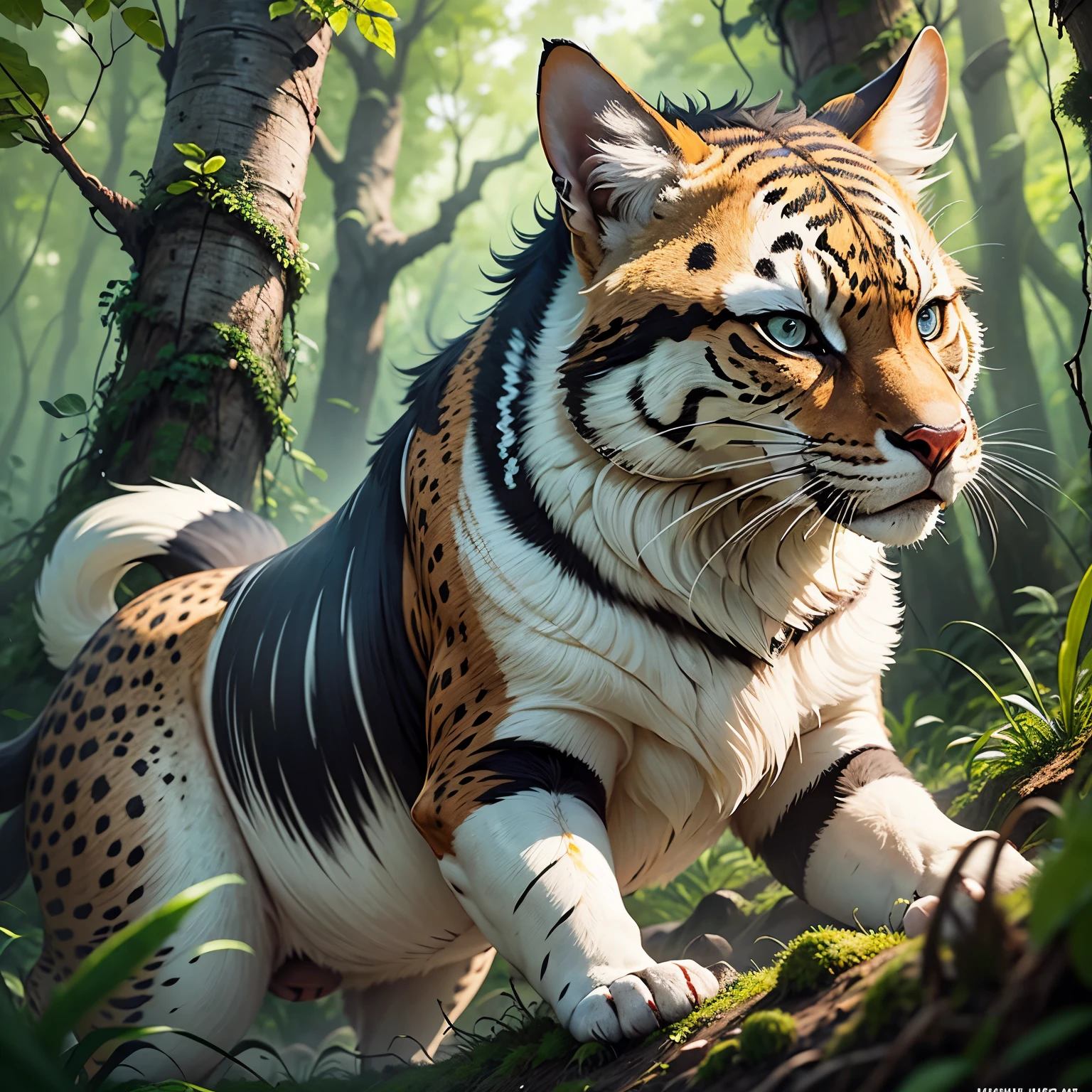 Different animal as big as forest, 50 meters high, jungle, otherworldly, like a movie, bbc earth, unreal concept, unreal appearance, --auto --s2