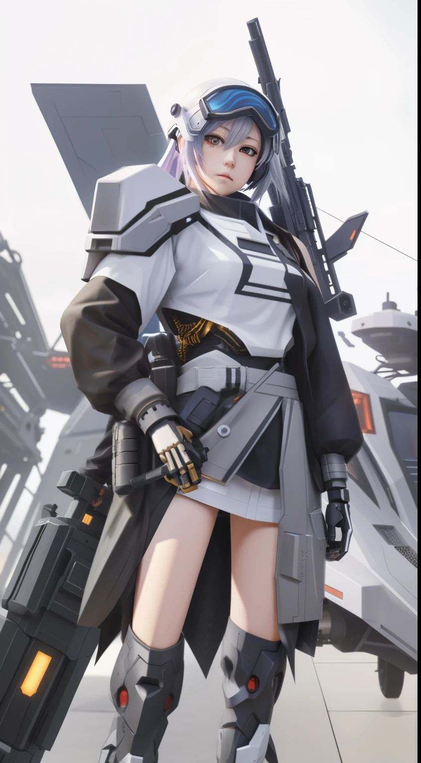 anime character with a gun and a helmet on standing next to a vehicle, fine details. girls frontline, from arknights, cyberpunk anime girl mech, cushart krenz key art feminine, best anime 4k konachan wallpaper, from girls frontline, girl in mecha cyber armor, mechanized valkyrie girl, guweiz