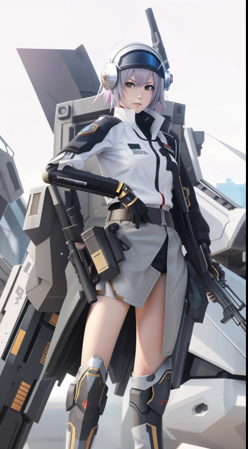 anime character with a gun and a helmet on standing next to a vehicle, fine details. girls frontline, from arknights, cyberpunk anime girl mech, cushart krenz key art feminine, best anime 4k konachan wallpaper, from girls frontline, girl in mecha cyber armor, mechanized valkyrie girl, guweiz