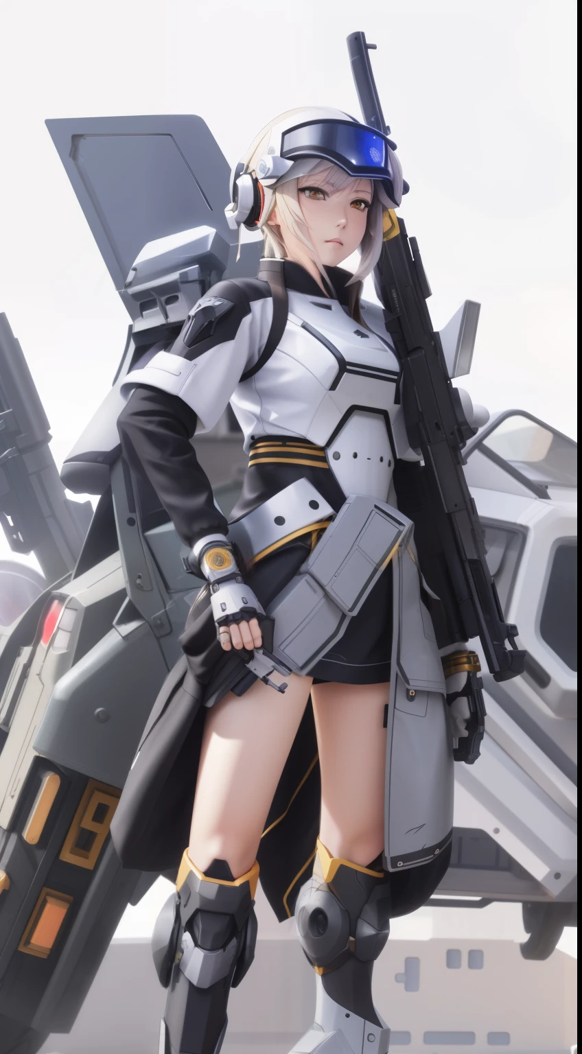 anime character with a gun and a helmet on standing next to a vehicle, fine details. girls frontline, from arknights, cyberpunk anime girl mech, cushart krenz key art feminine, best anime 4k konachan wallpaper, from girls frontline, girl in mecha cyber armor, mechanized valkyrie girl, guweiz