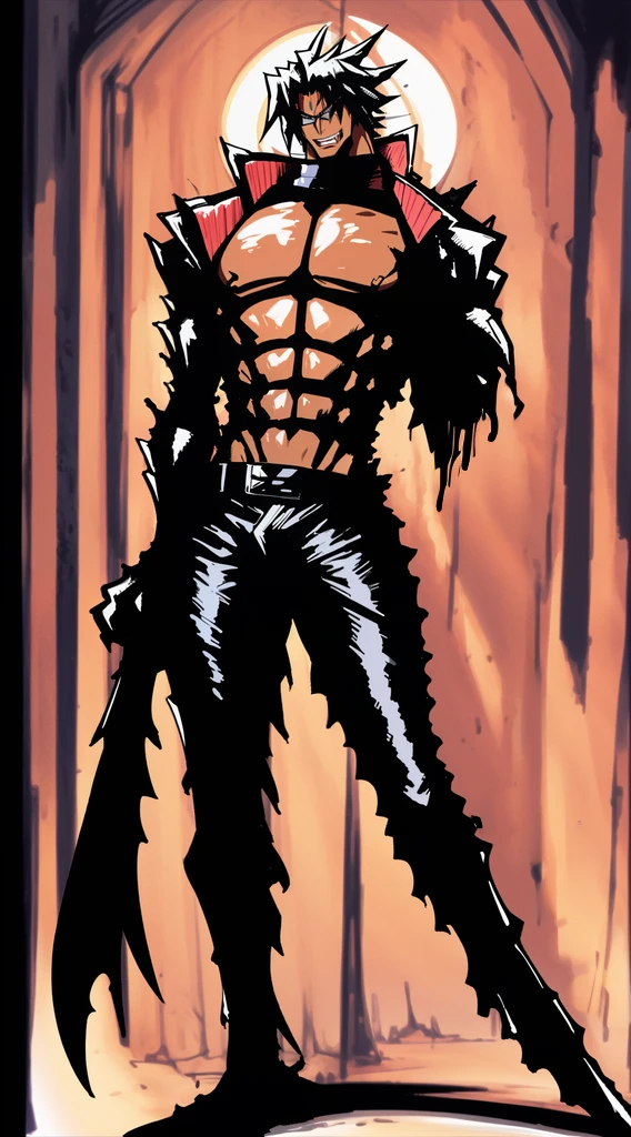 masterpiece, adam blade76, black jacked, long jacked, glasses, pants, belt, muscle, open mouth, smile, desert, sun, tower, full body, feet,refsheet, UHD, retina, masterpiece, ccurate, anatomically correct, textured skin, super detail, high details, high quality, award winning, best quality, highres, pullover