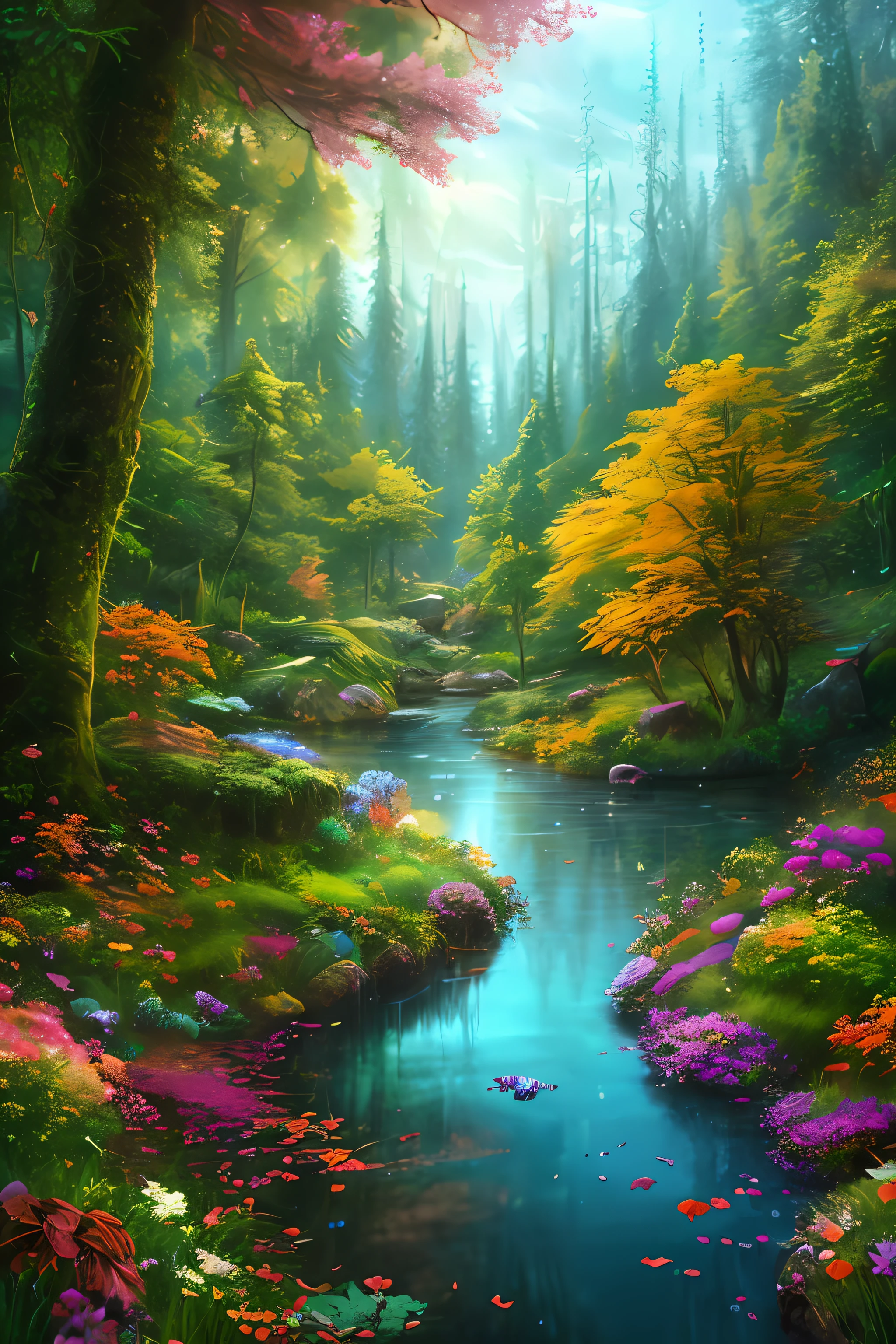 masterpiece, best quality, high quality,extremely detailed CG unity 8k wallpaper, An enchanting and dreamy scene of a fantasy forest, with towering trees, glowing mushrooms, and hidden fairy glens, creating a sense of mystique and enchantment, artstation, digital illustration, intricate, trending, pastel colors, oil paiting, award winning photography, Bokeh, Depth of Field, HDR, bloom, Chromatic Aberration ,Photorealistic,extremely detailed, trending on artstation, trending on CGsociety, Intricate, High Detail, dramatic, art by midjourney