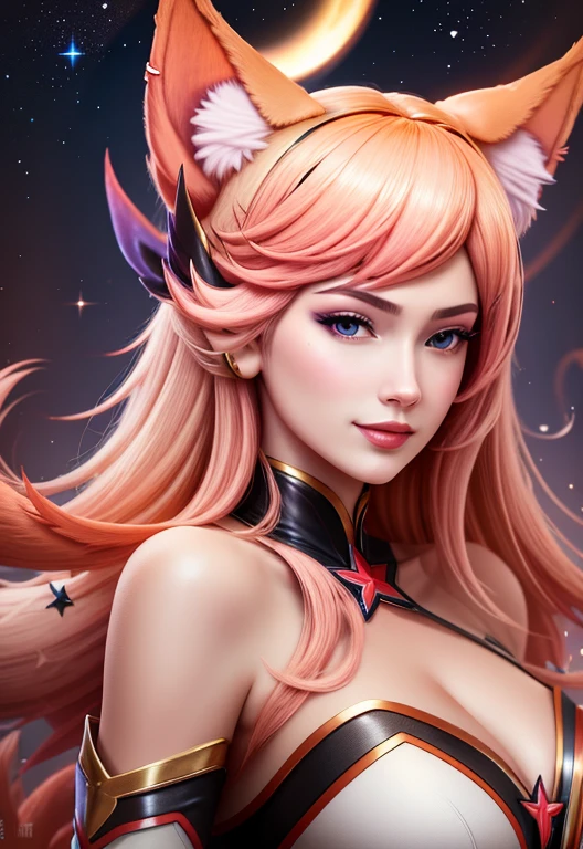 star_gardien_Ahri, seulement, smirk,, (Masterpiece, Best quality, absurdes, Detailed, ultra-Detailed:1.3)