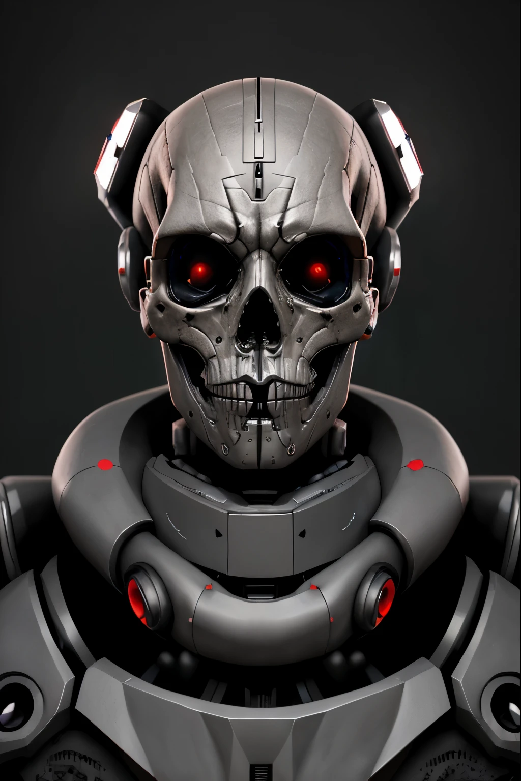 Man skull face , Detailed robot, Evil artificial intelligence, Portrait of cyborg, Cyberpunk Robot, Cyber and highly detailed ,