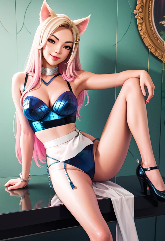 KDA_Ahri, smirk, assis,leg spread,lingerie,escarpin