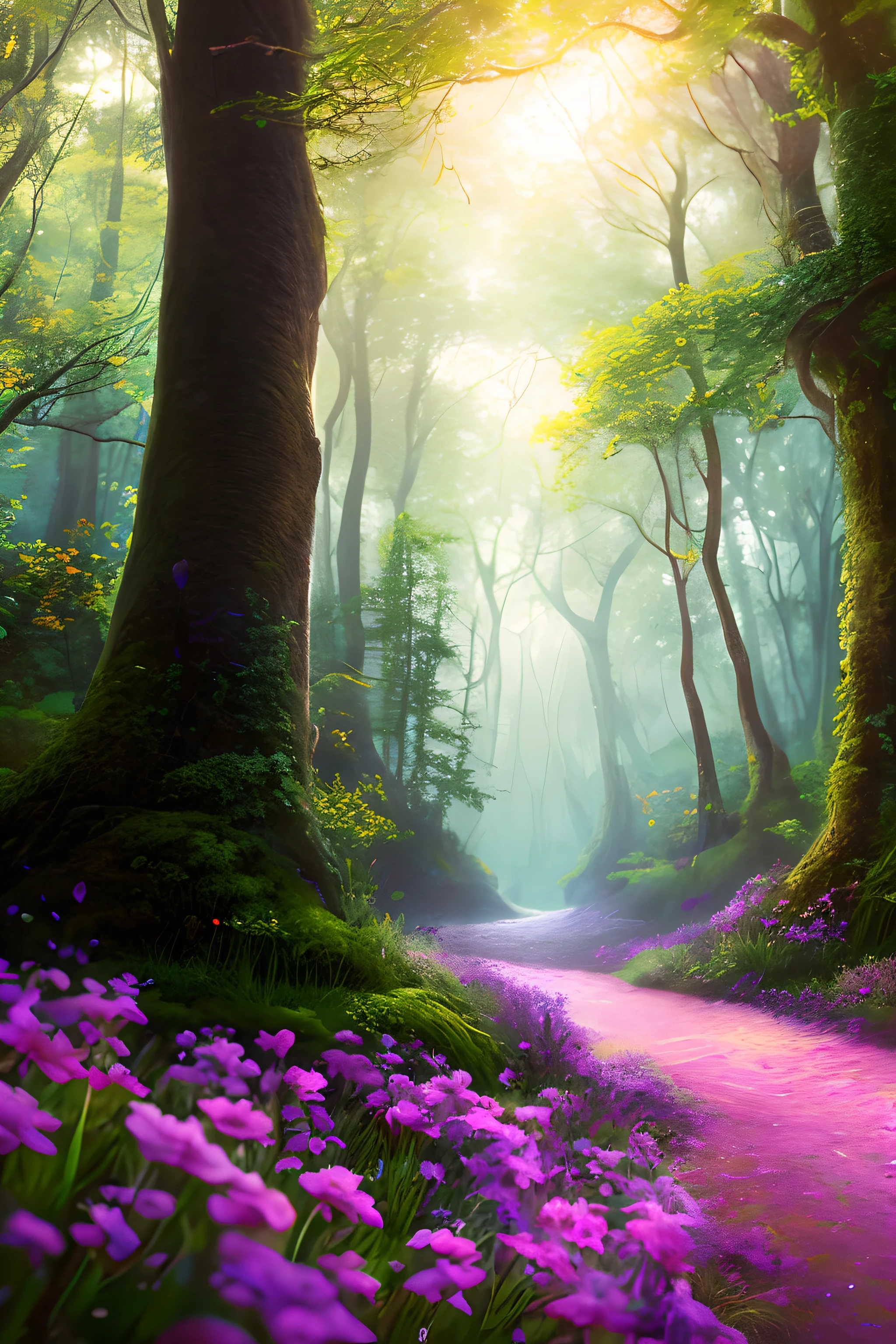 masterpiece, best quality, high quality,extremely detailed CG unity 8k wallpaper, An enchanting and dreamy scene of a fantasy forest, with towering trees, glowing mushrooms, and hidden fairy glens, creating a sense of mystique and enchantment, artstation, digital illustration, intricate, trending, pastel colors, oil paiting, award winning photography, Bokeh, Depth of Field, HDR, bloom, Chromatic Aberration ,Photorealistic,extremely detailed, trending on artstation, trending on CGsociety, Intricate, High Detail, dramatic, art by midjourney