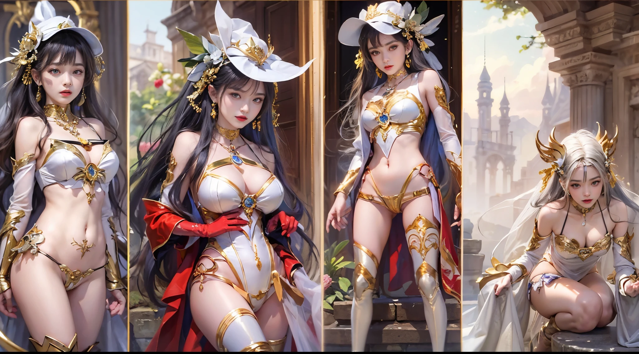 ((masterpiece:1.4)、(top-quality:1.4)、(reallistic:1.7))、Beautiful girl strolling in the garden of fantastic ancient city、Sexy Daughter、Super beautiful girl、1girl in:1.4、Dress like a queen、Glossy luxury latex、Luxury Latex Bodysuit、By Luis Royo、age19、Super Ultra Ultra Bikini、Outstanding style、(Two legs are drawn correctly:1.7)、(Two arms:1.4)、anatomical correct、Slender Abeauty legs:1.4)、beautiful countenance、kawaii fateautiful ass、A detailed eye、beautidful eyes、Raw photo、red-lips、Red high heels、a choker、a necklace、耳Nipple Ring、Fantasy of an ancient city、Fantasy worldview