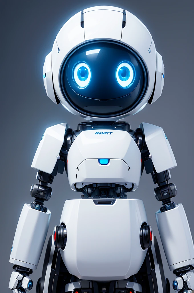 ((masterpiece, best_quality)) robot, cute, dynamic pose, white metal robot with blue glowing eyes, no mouth, no nose