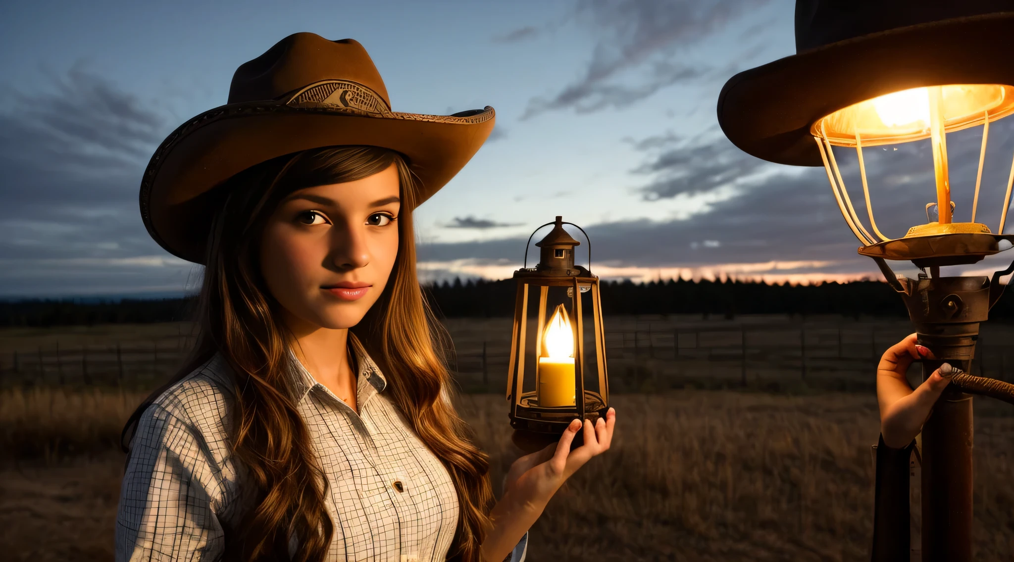 Blonde child girl in a cowboy hat holding a GREENlight and fire lantern, segurando uma lanterna, Vaqueira, menina sob lanterna, Cowgirl ocidental, vestido como um xerife ocidental, vaca-menina, jovem menina em roupas steampunk, Female cowgirl, Menina, Directed by: Linda Sutton, barnet, Uplighting, foto da menina, wearing a cowboy hat, next gen, retrato menina robusta