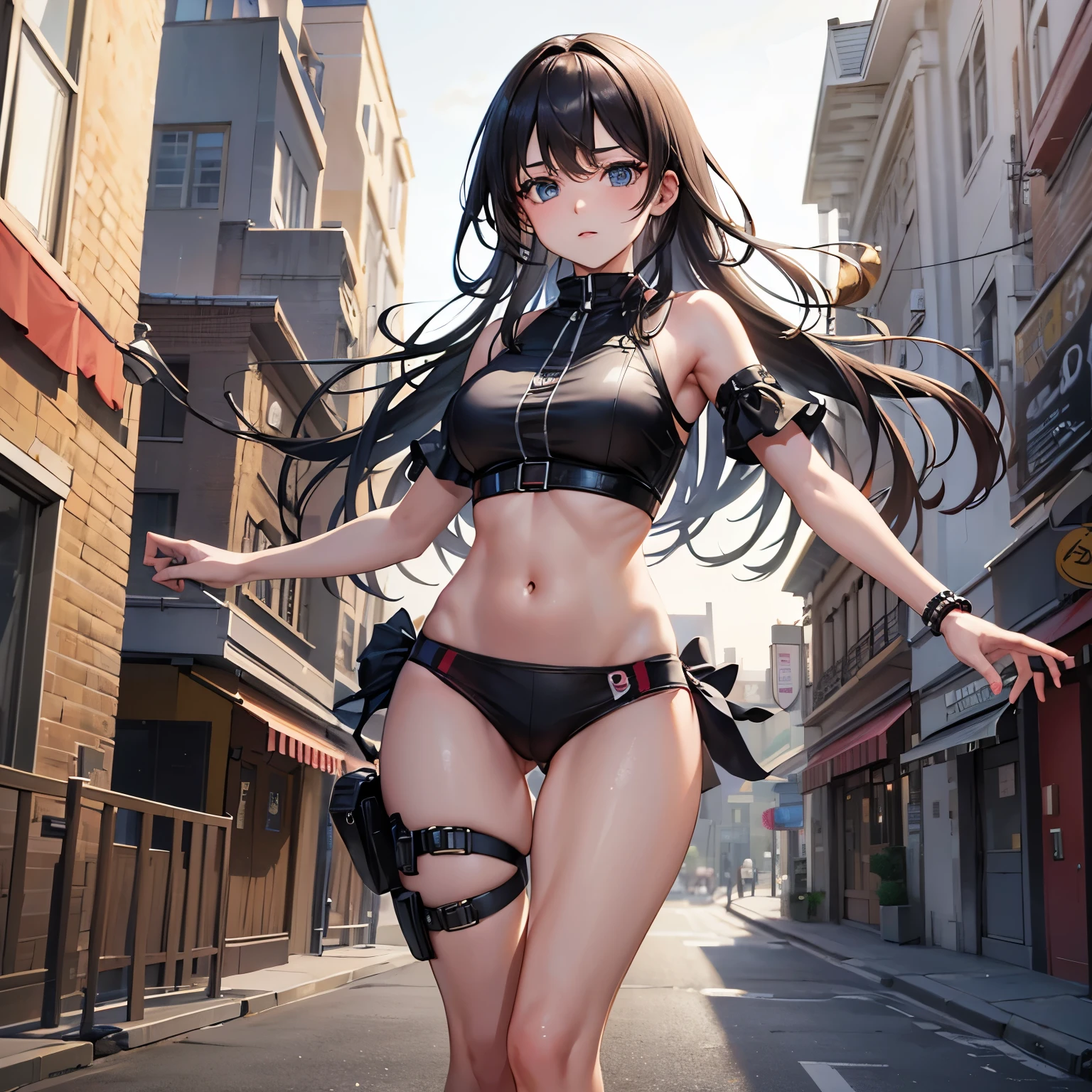 (best quality, 32k, RAW photo, incredibly absurdres, extremely detailed), A beautiful girl running towards you with all her might, background in town