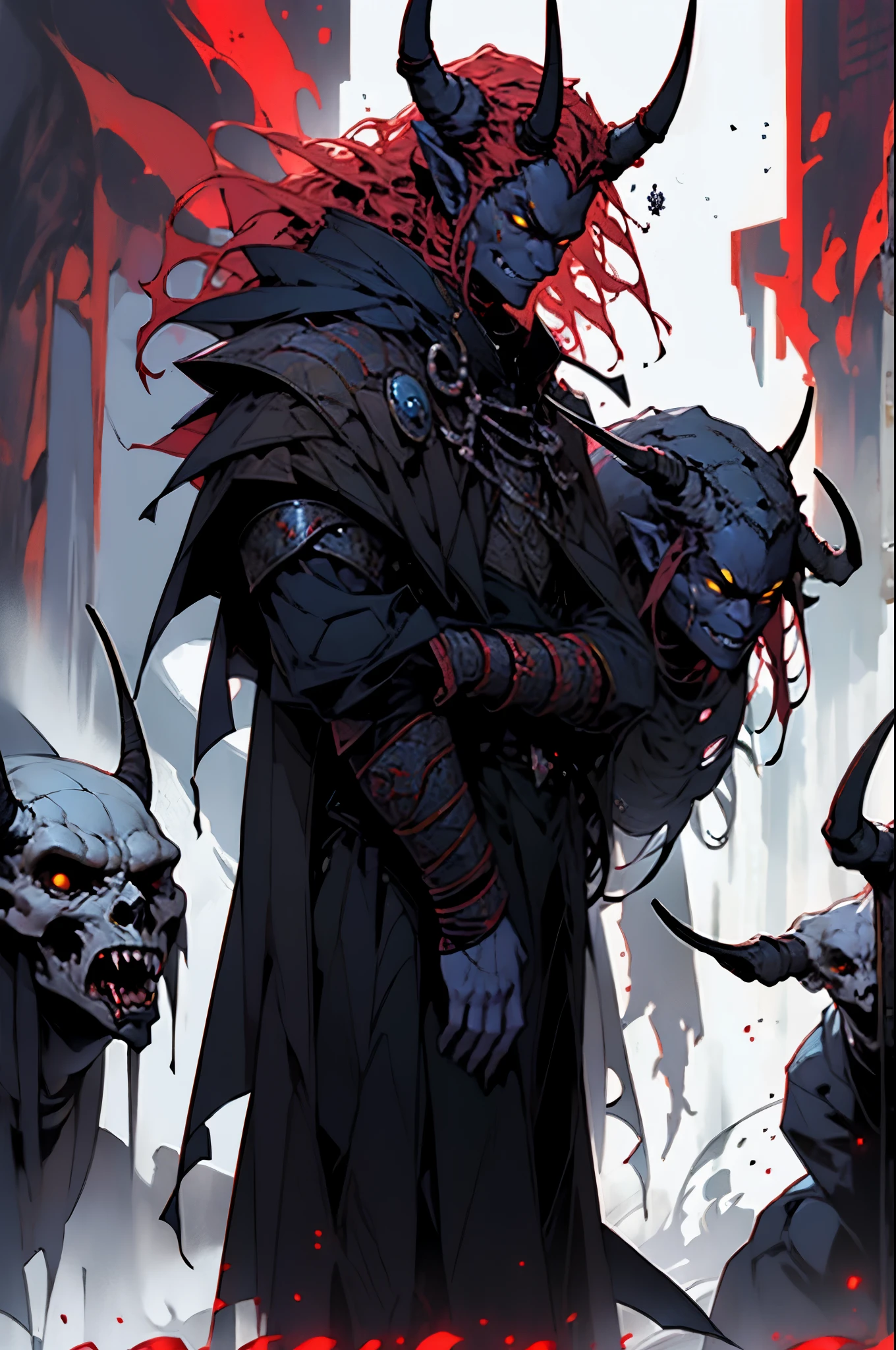 Color and transform into a realistic and demonic model, estilo de terror, dark
