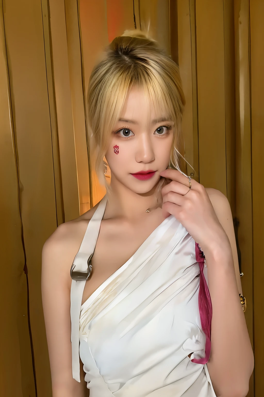 Undress the blonde woman