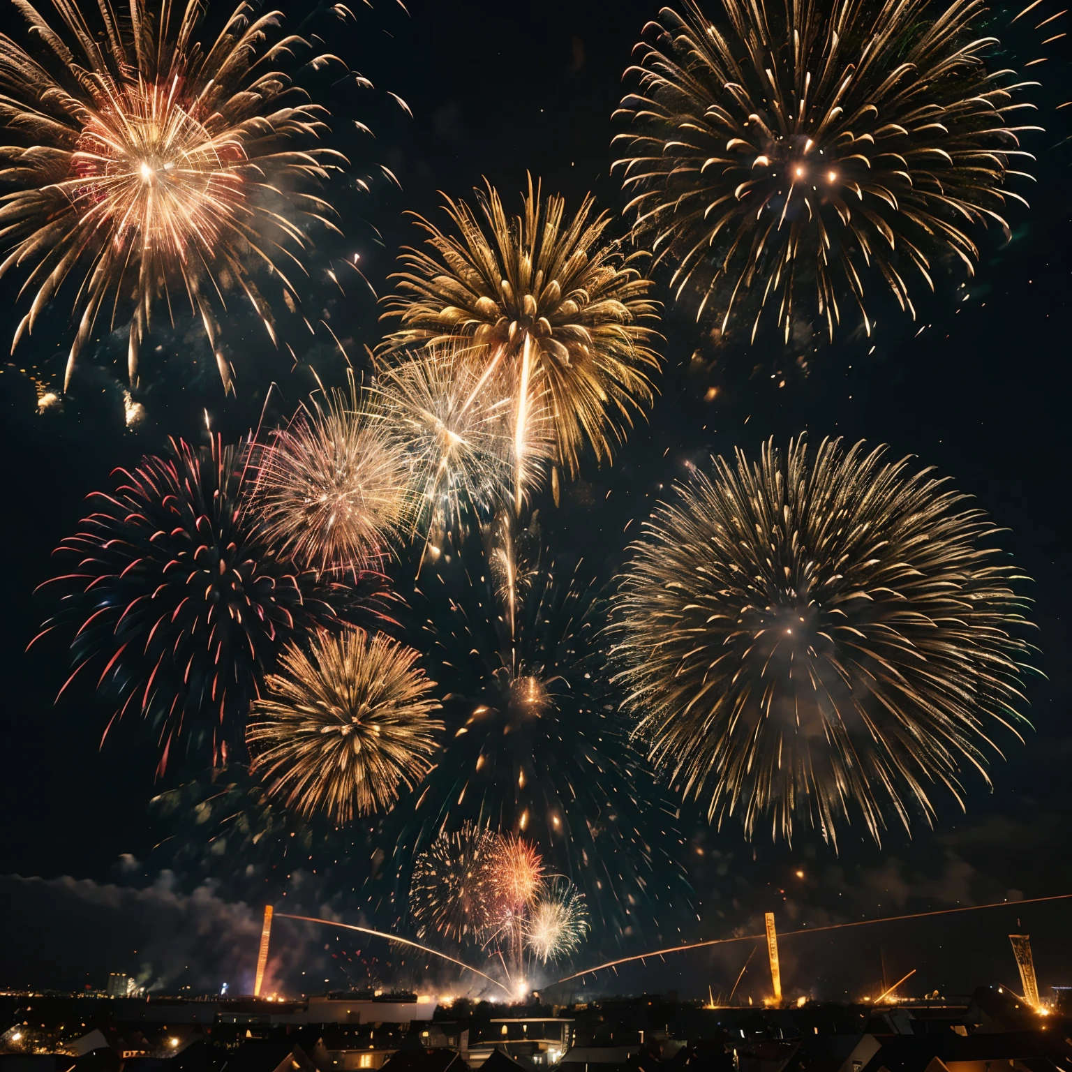 Silvester,  racketen, Explosion, (Mit schriftzug " Gesundes neues Jahr"), big fireworks