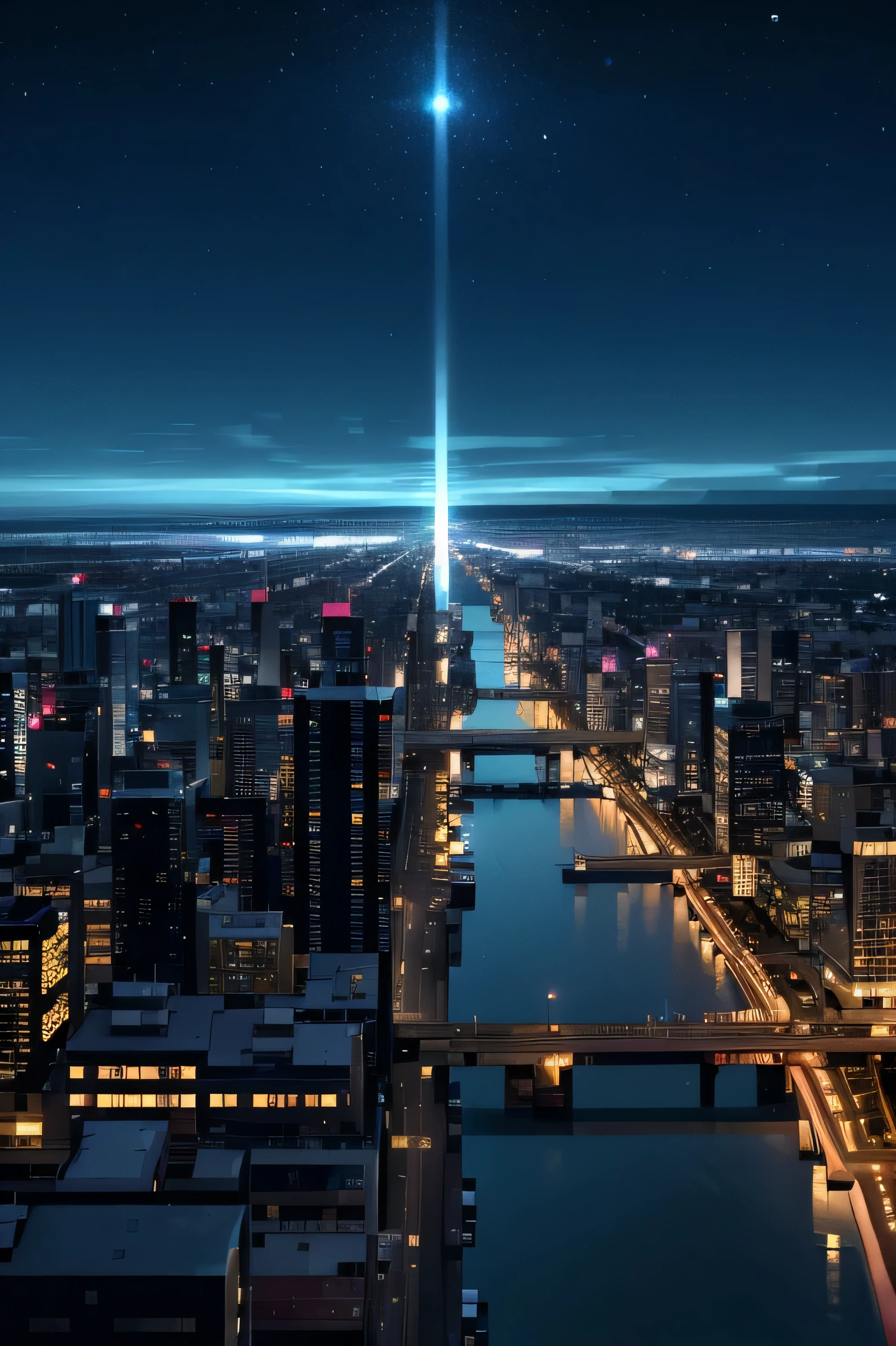 (best quality,Altas:1.2),(Realistic,photoRealistic:1.37),plane passing over a city at night,illustration,cena noturna,paisagem urbana detalhada,estrelas cintilantes,luzes cintilantes da cidade,passageiros olhando pelas janelas,Skyline impressionante,Romantic Atmosphere,Deep blue sky,luar suave,shadows cast by buildings,reflexo de luzes no rio,ambiente sereno e tranquilo,nuvens flutuando suavemente,ruas cheias de vida,uma garota olhando maravilhada,city shining under the night sky.